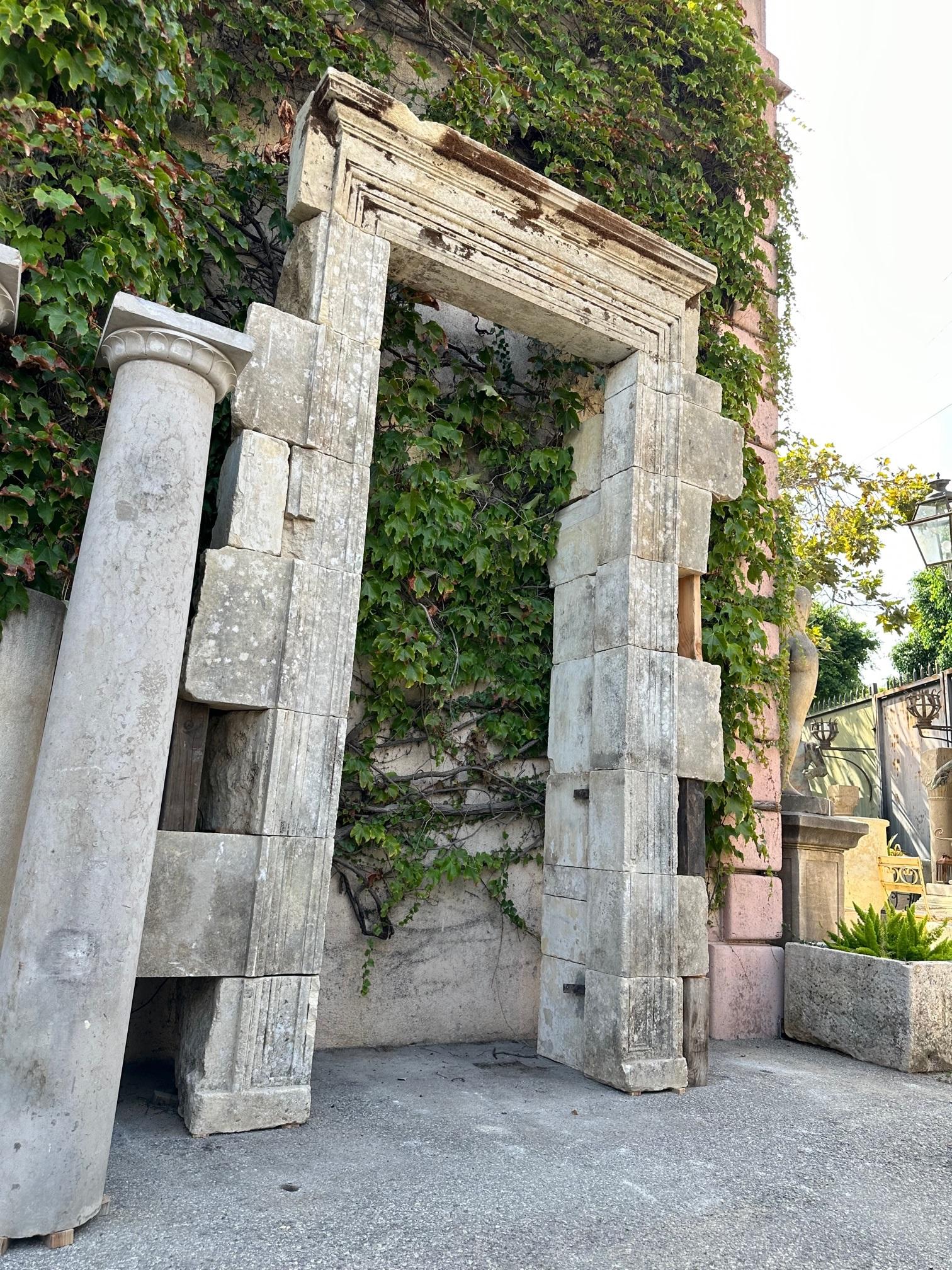 Large Antique Hand Carved Stone Doorway Entryway Door surround portal  9
