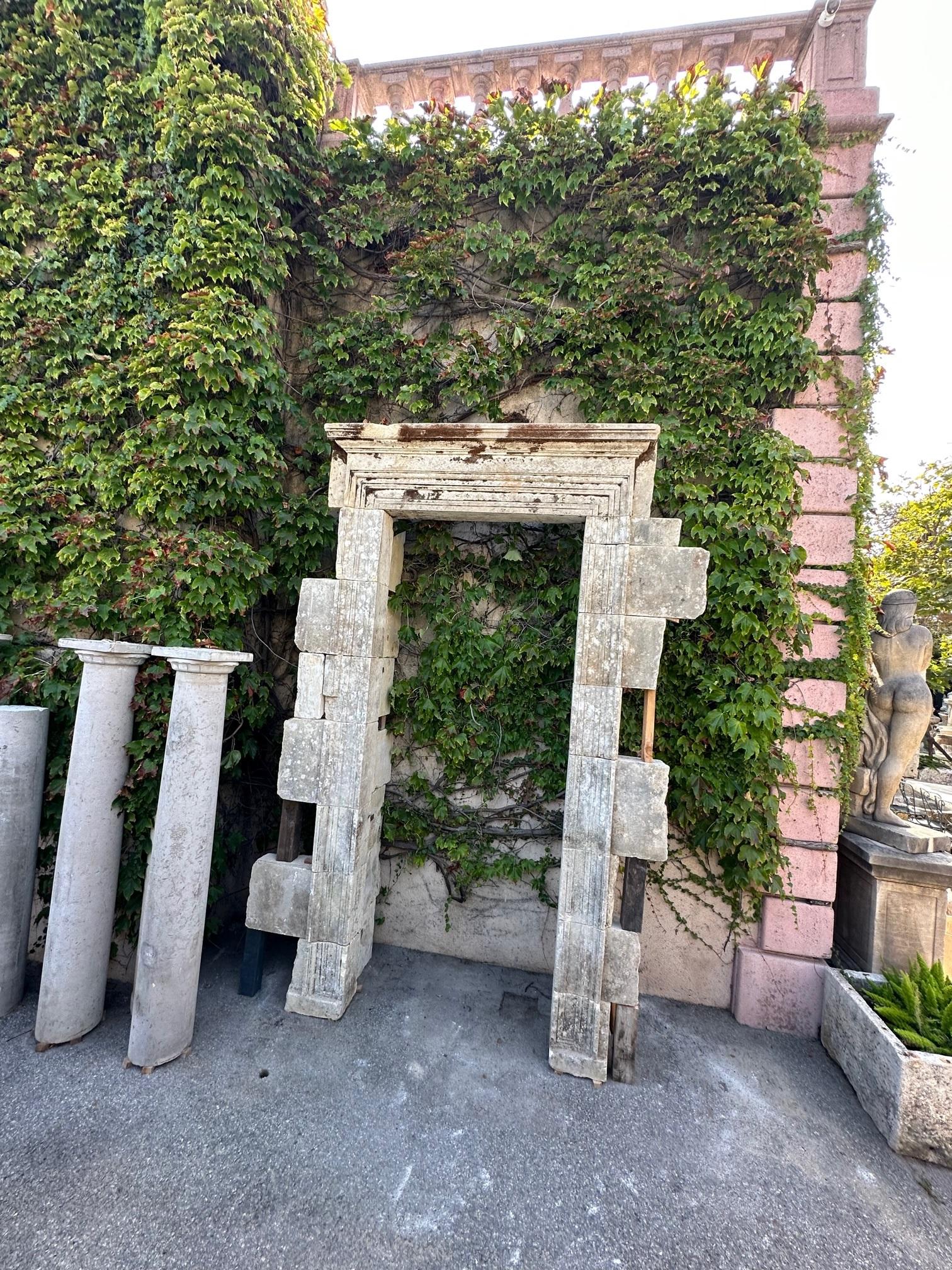 Large Antique Hand Carved Stone Doorway Entryway Door surround portal  12