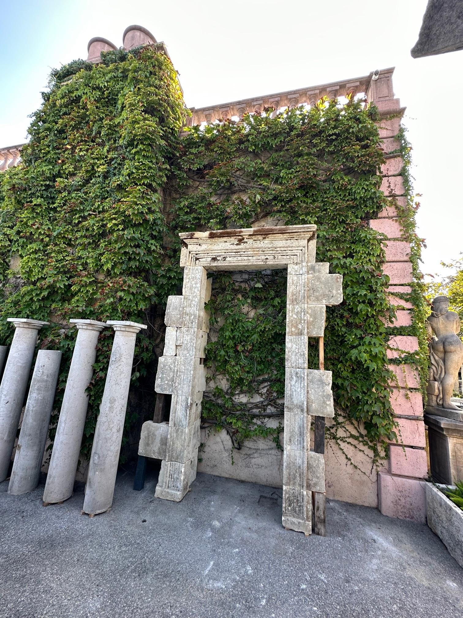 Large Antique Hand Carved Stone Doorway Entryway Door surround portal  13