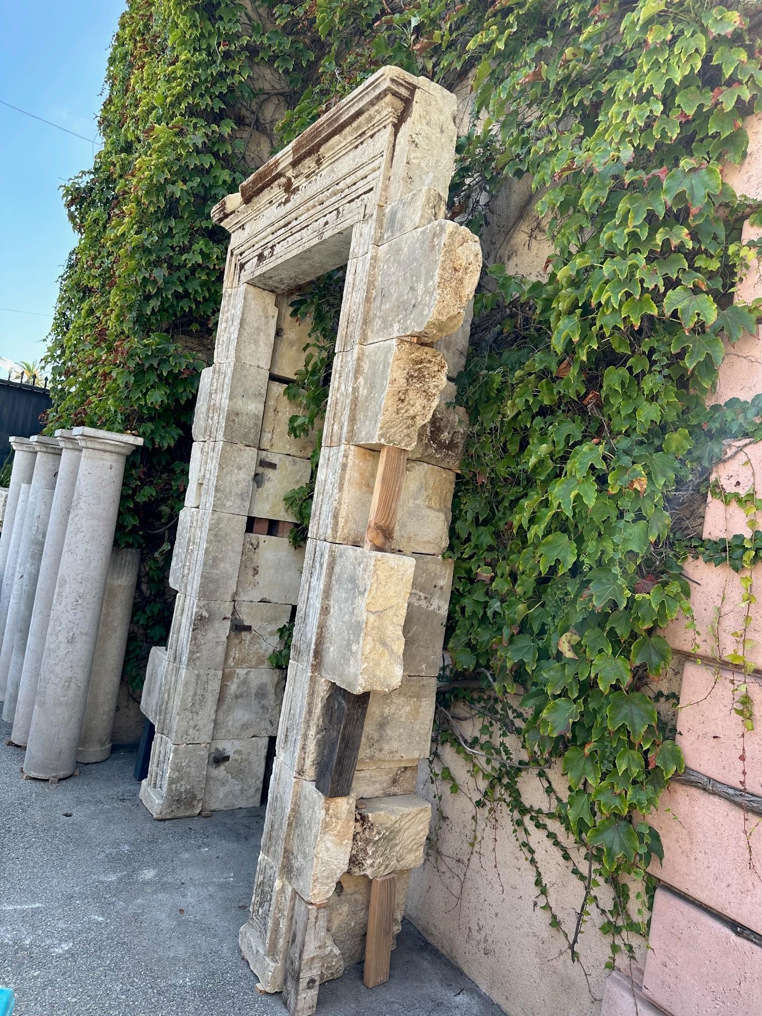 Large Antique Hand Carved Stone Doorway Entryway Door surround portal  1
