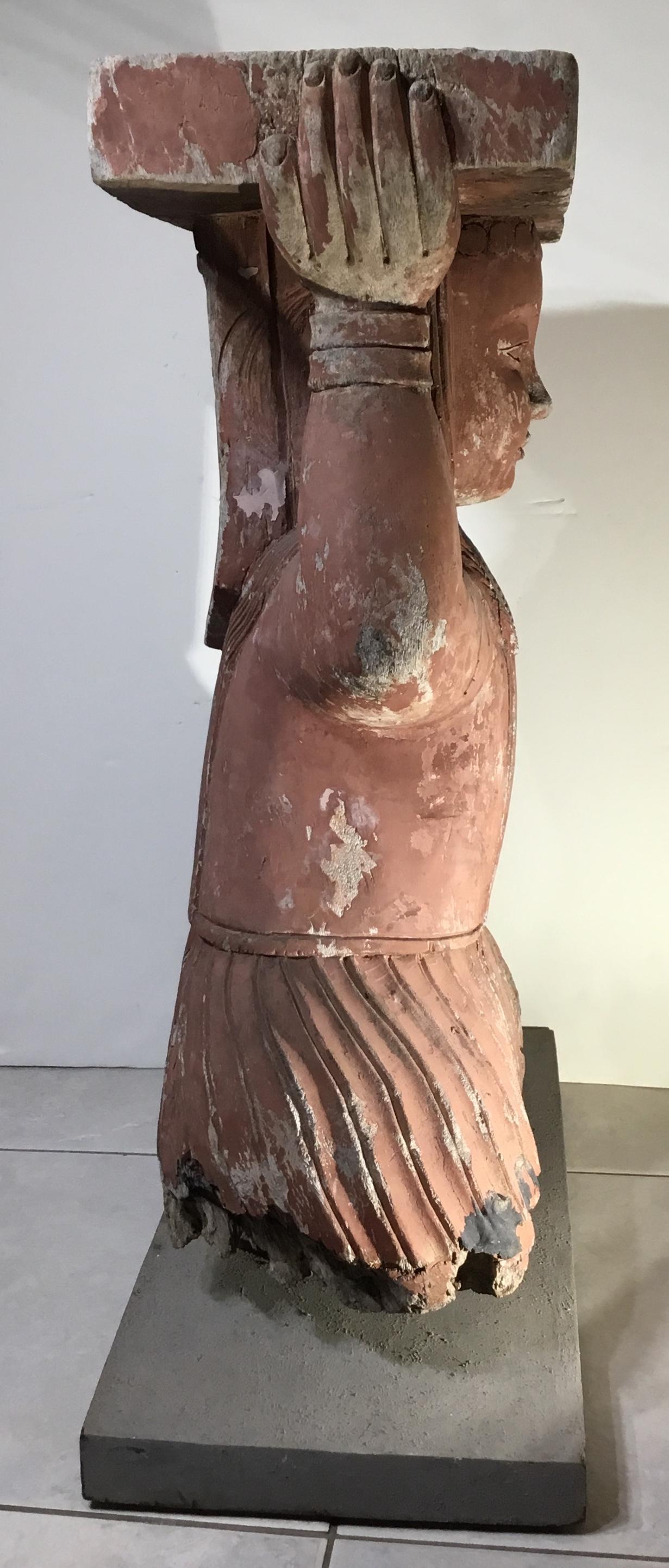 Large Antique Hand Carved Wood Sculpture 7