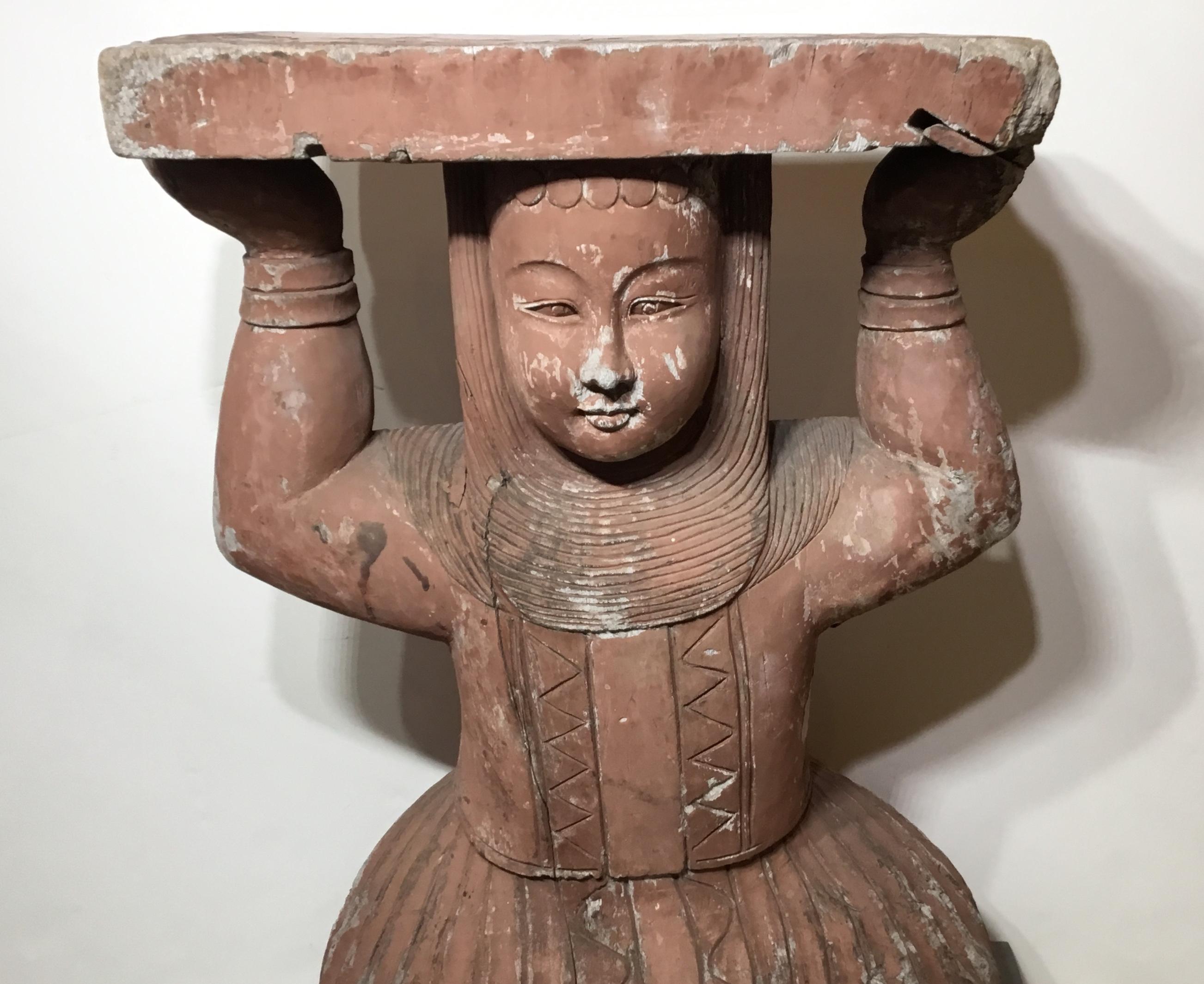 Large Antique Hand Carved Wood Sculpture For Sale 10