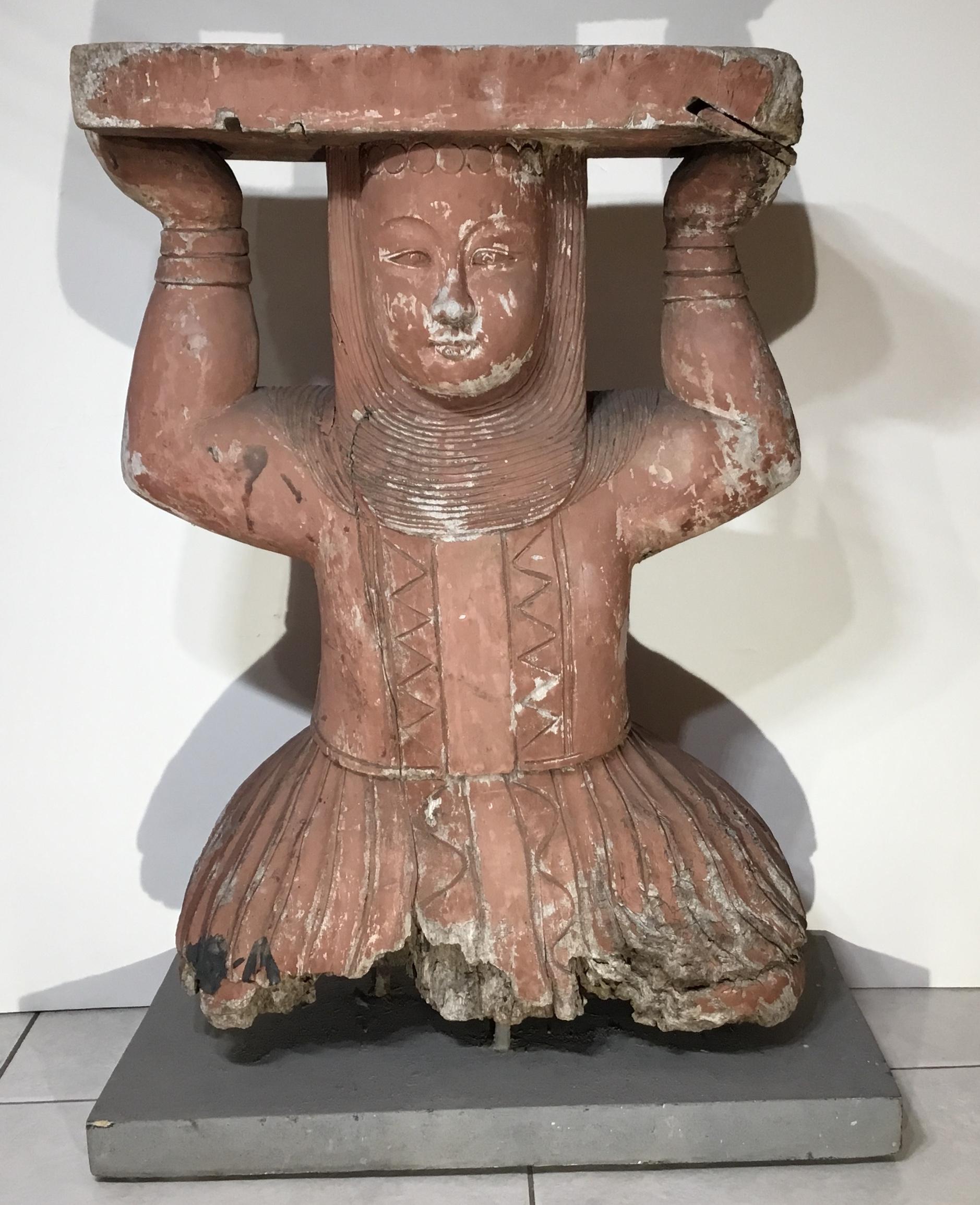 Thai Large Antique Hand Carved Wood Sculpture