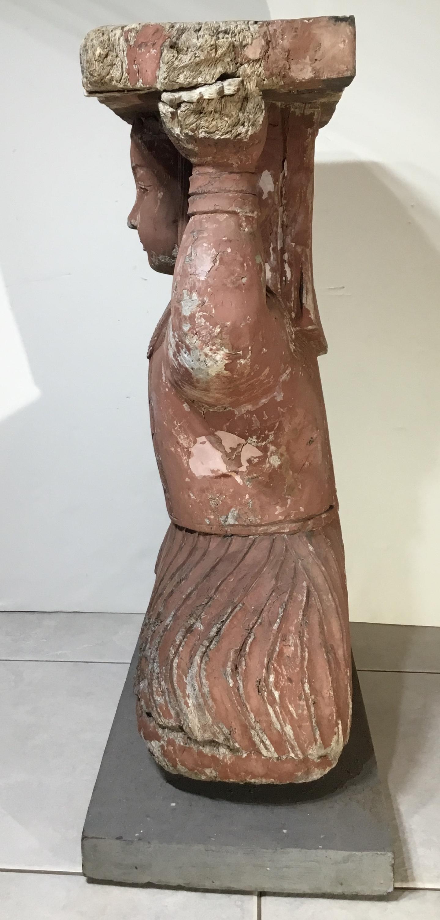 Large Antique Hand Carved Wood Sculpture 1