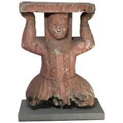 Large Antique Hand Carved Wood Sculpture