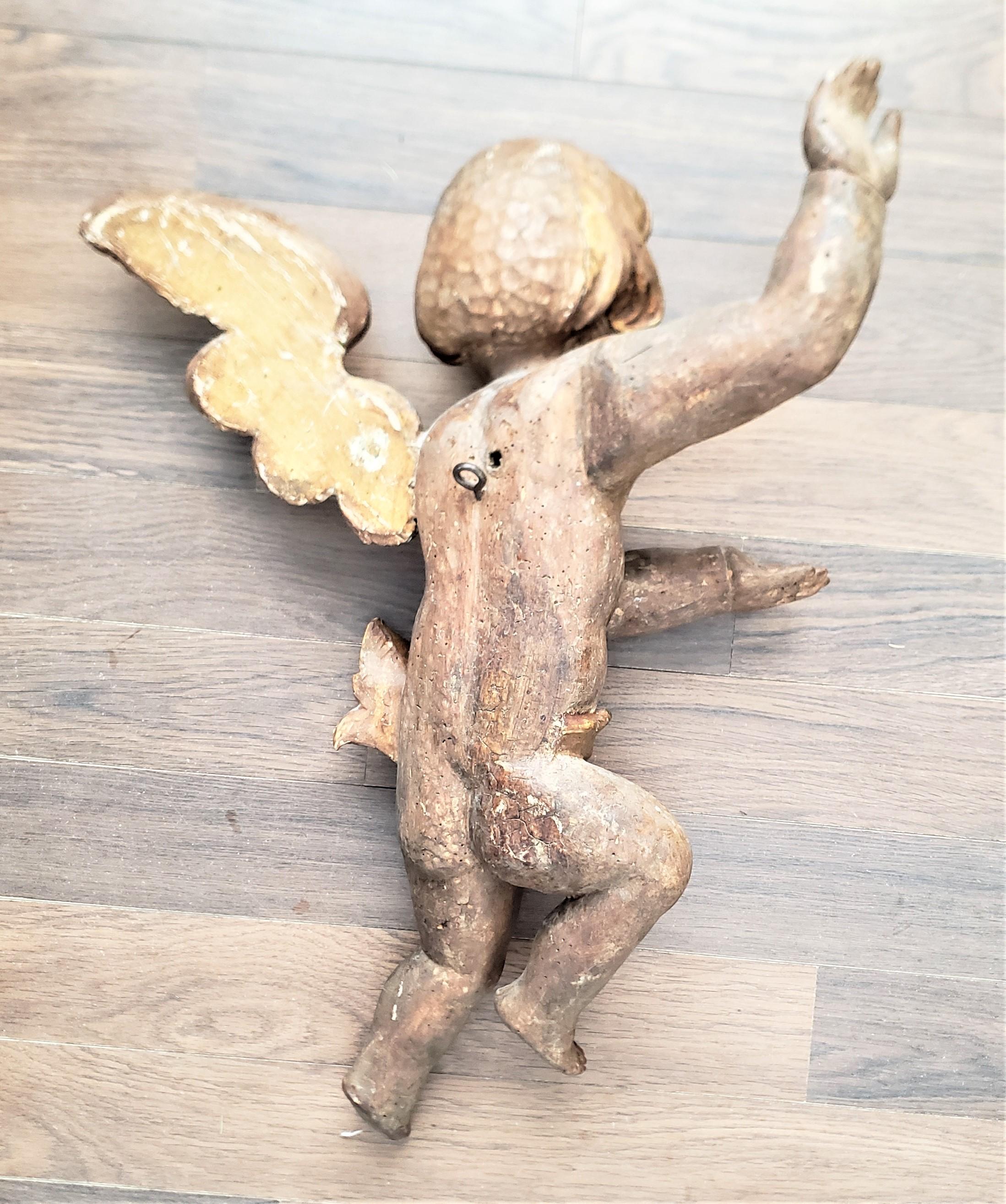 Large Antique Hand-Carved Wooden Cherub Architectural Element or Wall Sculpture For Sale 3