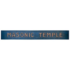 Large Antique Handcrafted Folk Art Sign ..MASONIC TEMPLE, Raised Letters