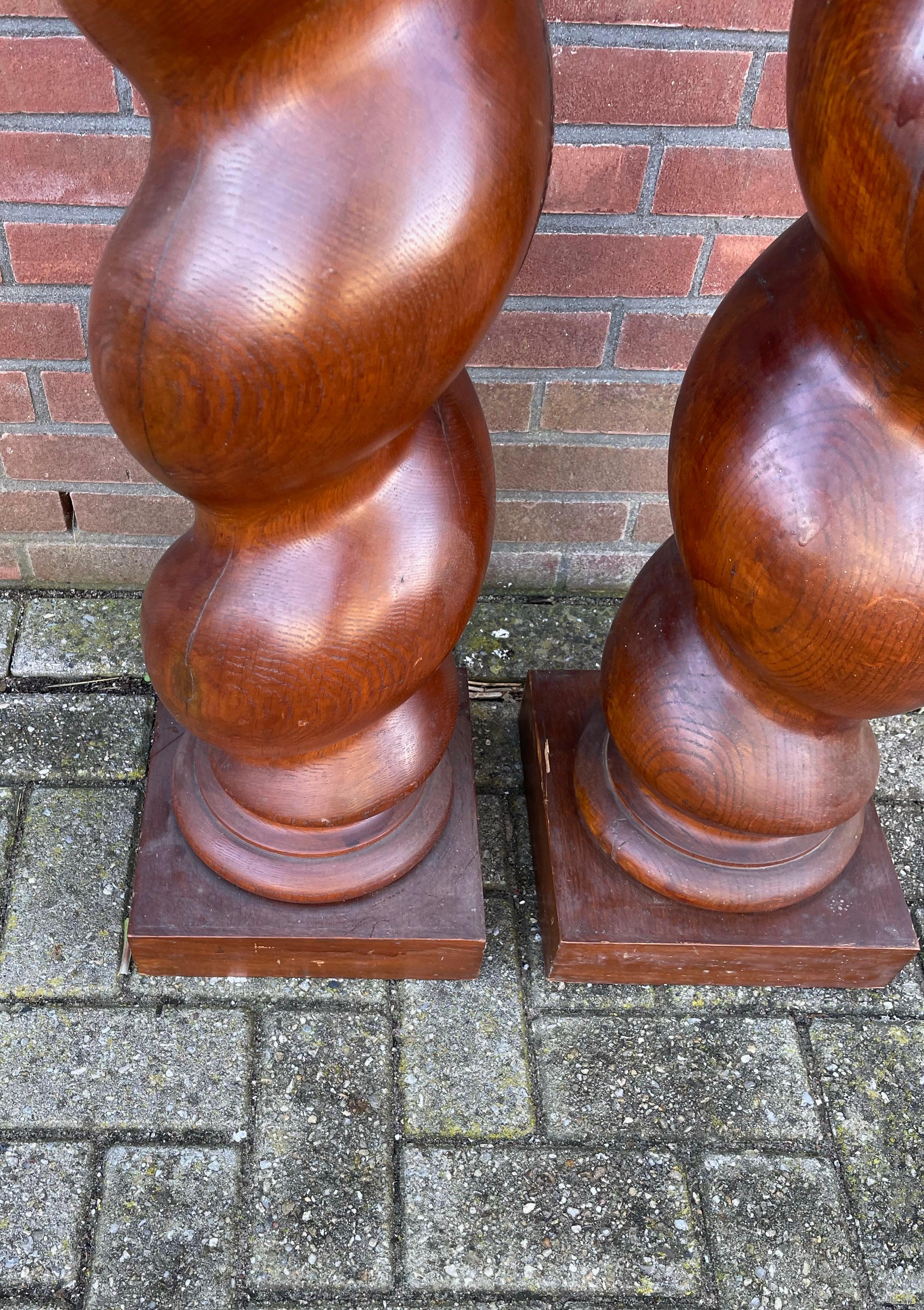 Large Antique Hand Crafted Pair of Barley Twist Columns / Pedestal Stands 1800s For Sale 3
