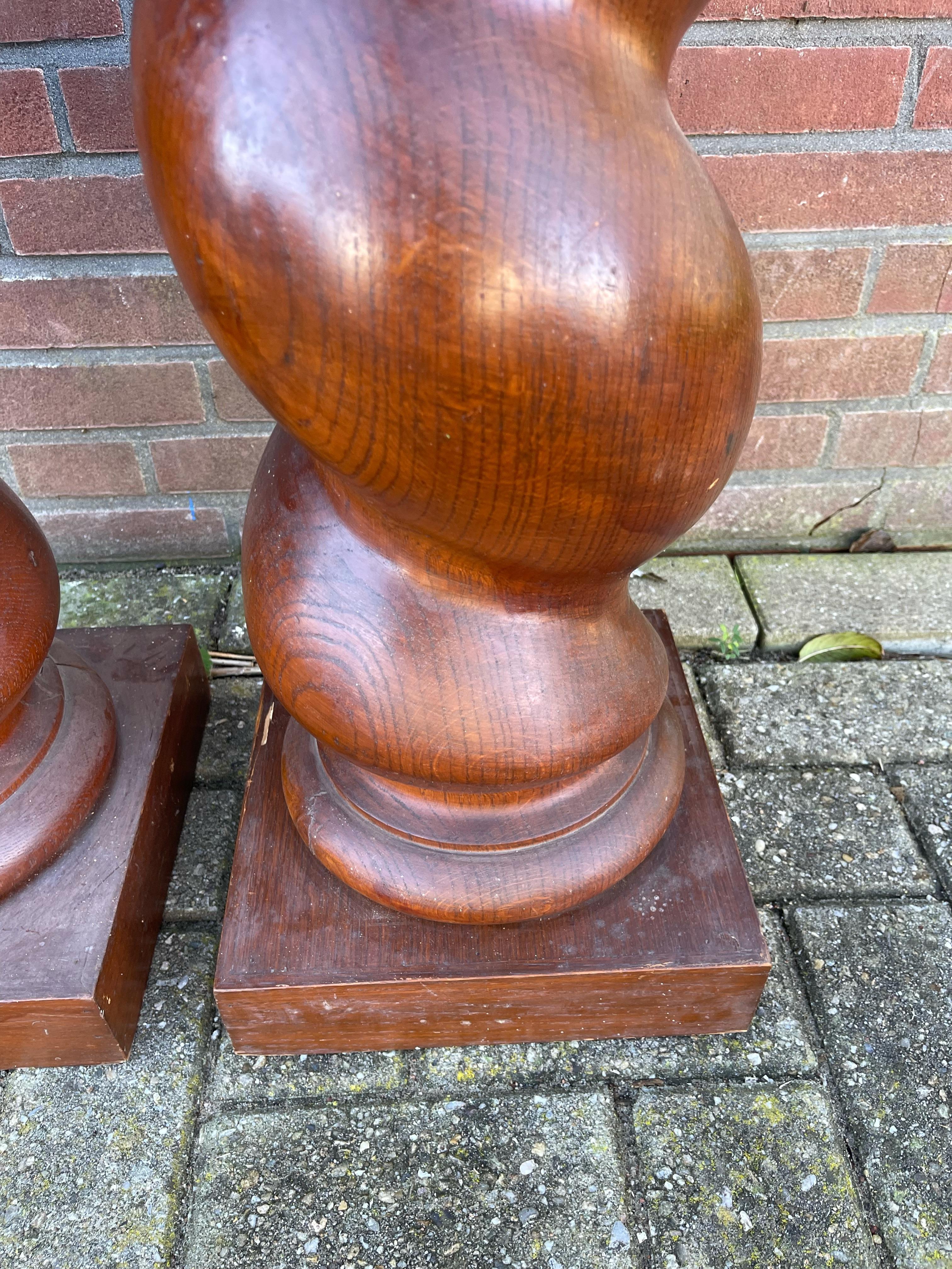 Large Antique Hand Crafted Pair of Barley Twist Columns / Pedestal Stands 1800s For Sale 1