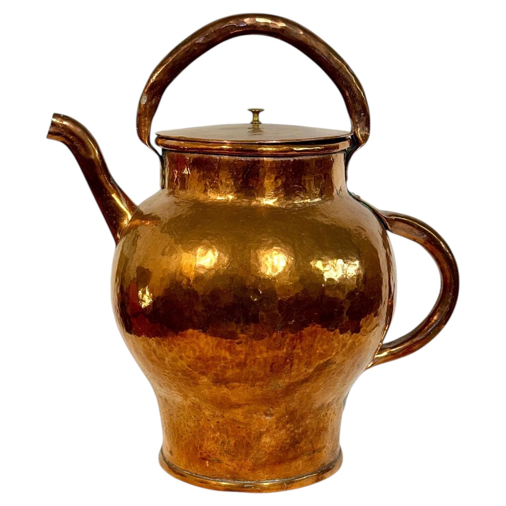 Large Antique Hand-Hammered Copper Jug or Grain Pouring Vessel