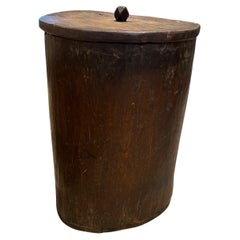 Large Antique Hand Hewn Tree Boot Barrel with Lid