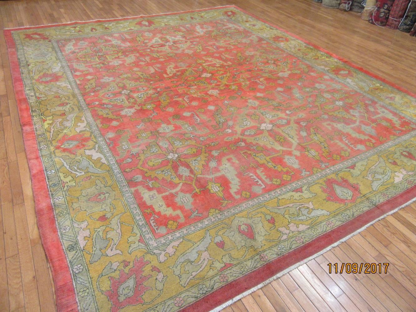 Large Antique Hand-Knotted Indian Agra For Sale 1