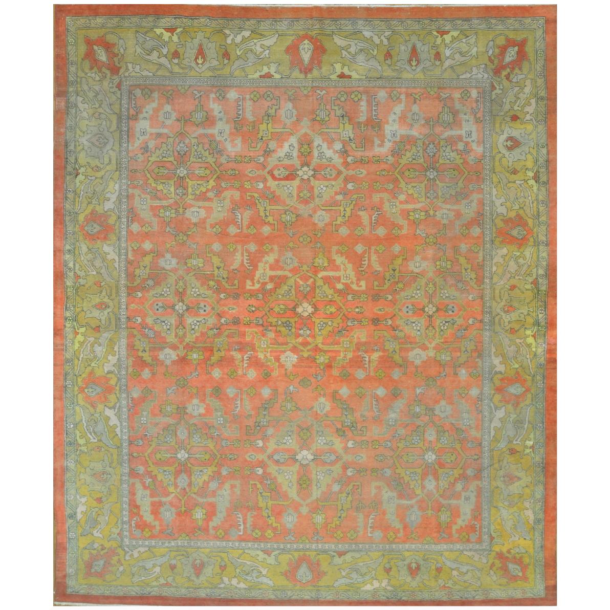Large Antique Hand-Knotted Indian Agra For Sale