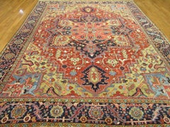 Large 10 x 13 Antique Hand Knotted Red wool Persian Heriz Rug