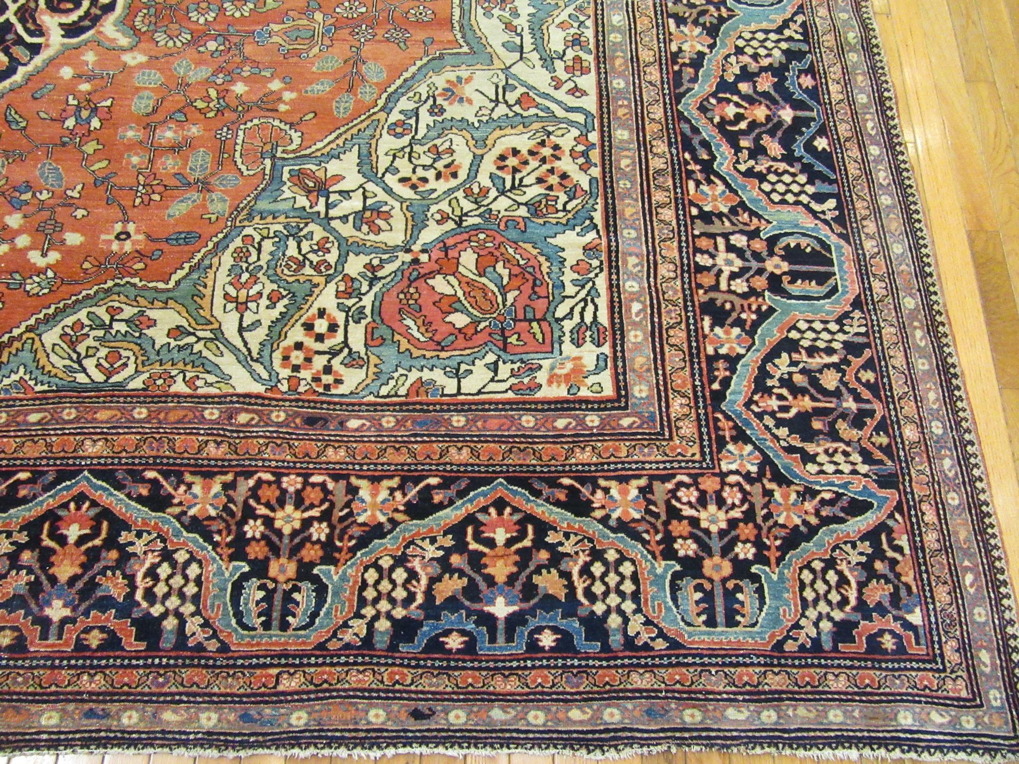 20th Century Large Antique Hand Knotted Persian Sarouk Farahan Rug For Sale