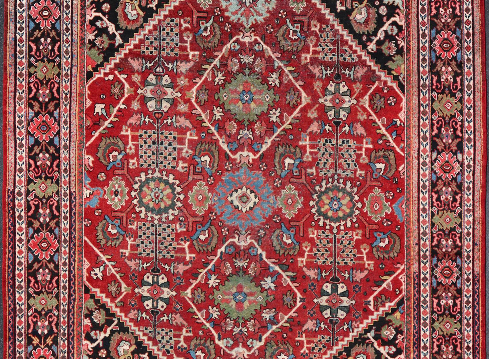 Large Antique Hand Knotted Persian Sultanabad-Mahal Rug with Medallion Design For Sale 4