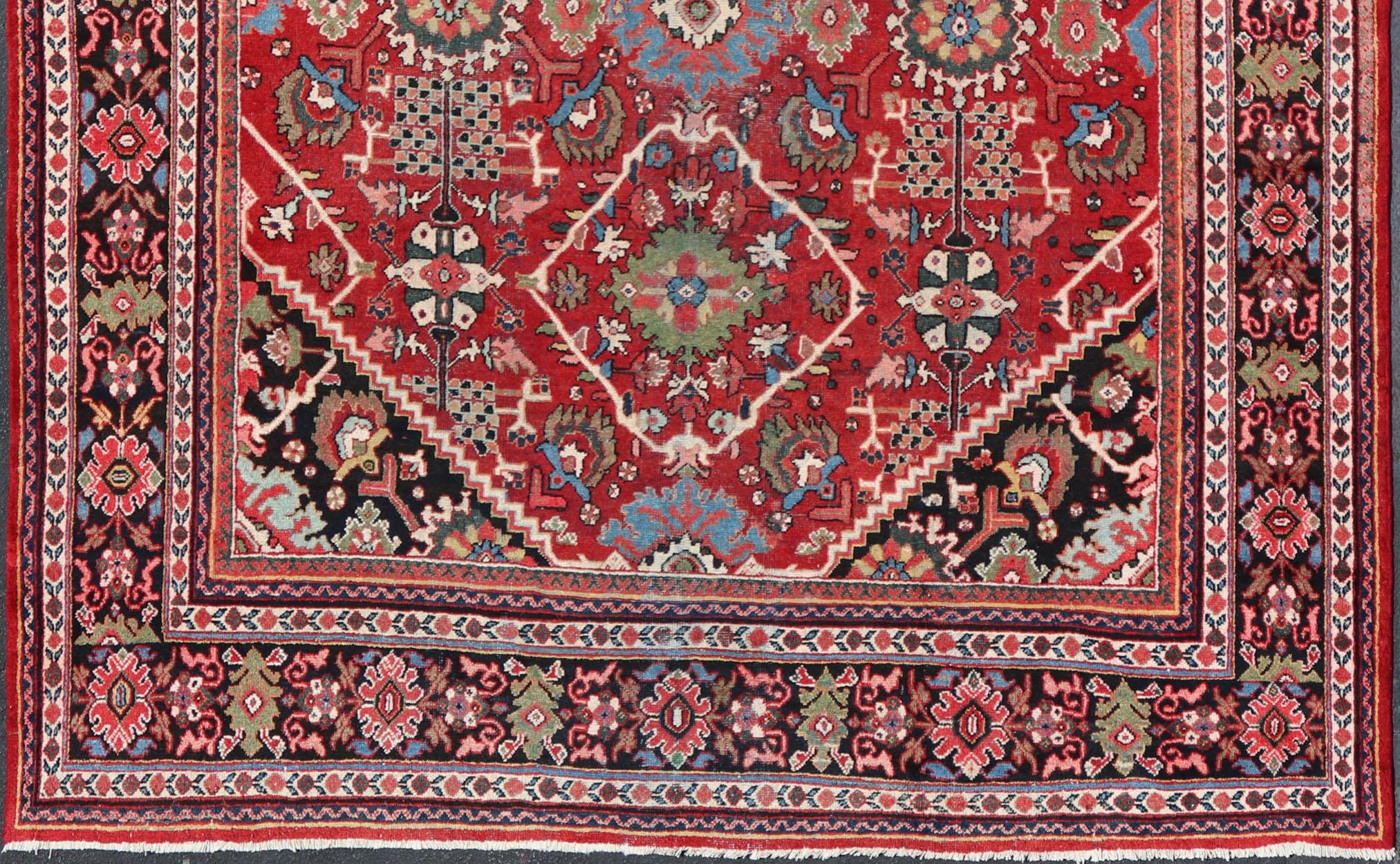 Großer antiker handgeknüpfter persischer Sultanabad-Mahal-Teppich mit Medaillonmuster im Angebot 4
