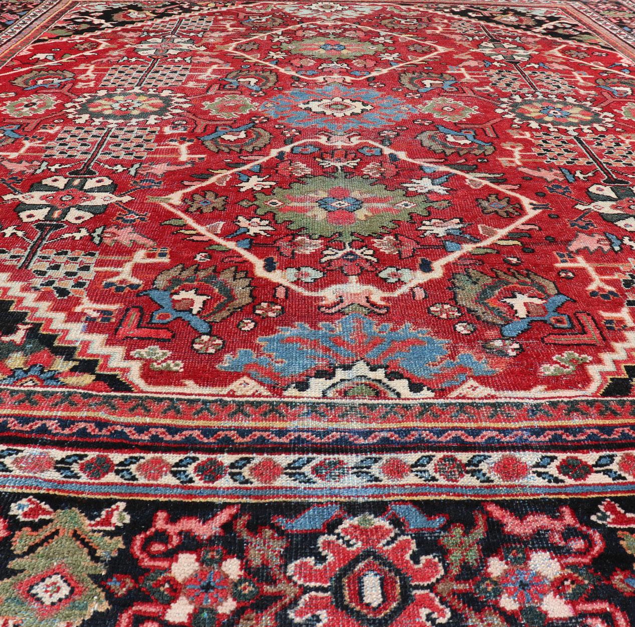 Großer antiker handgeknüpfter persischer Sultanabad-Mahal-Teppich mit Medaillonmuster im Angebot 6