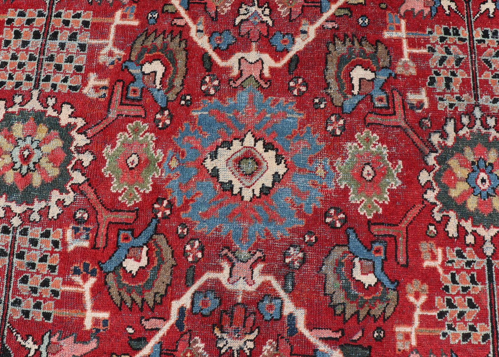 Large Antique Hand Knotted Persian Sultanabad-Mahal Rug with Medallion Design For Sale 8