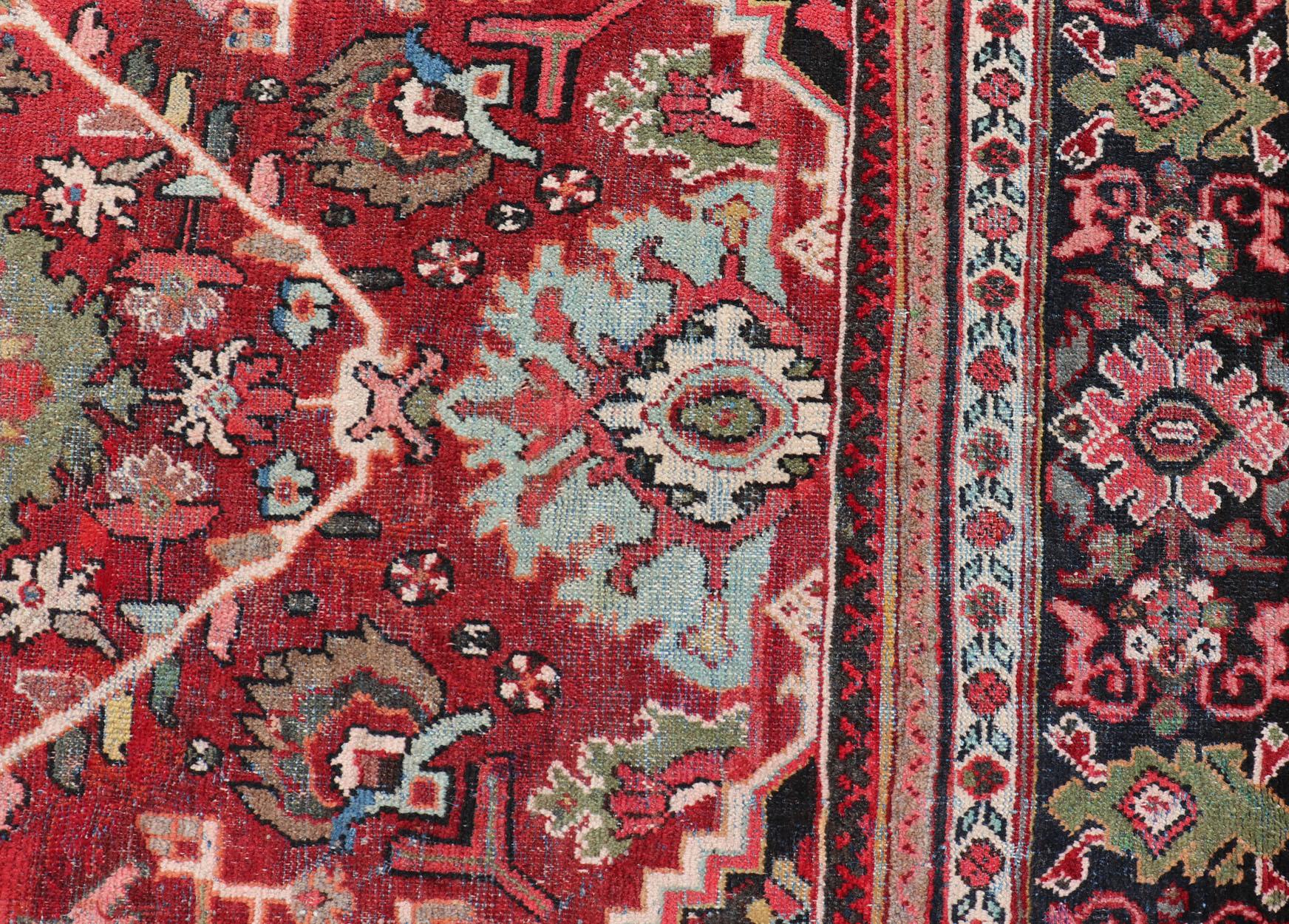 Großer antiker handgeknüpfter persischer Sultanabad-Mahal-Teppich mit Medaillonmuster im Angebot 8