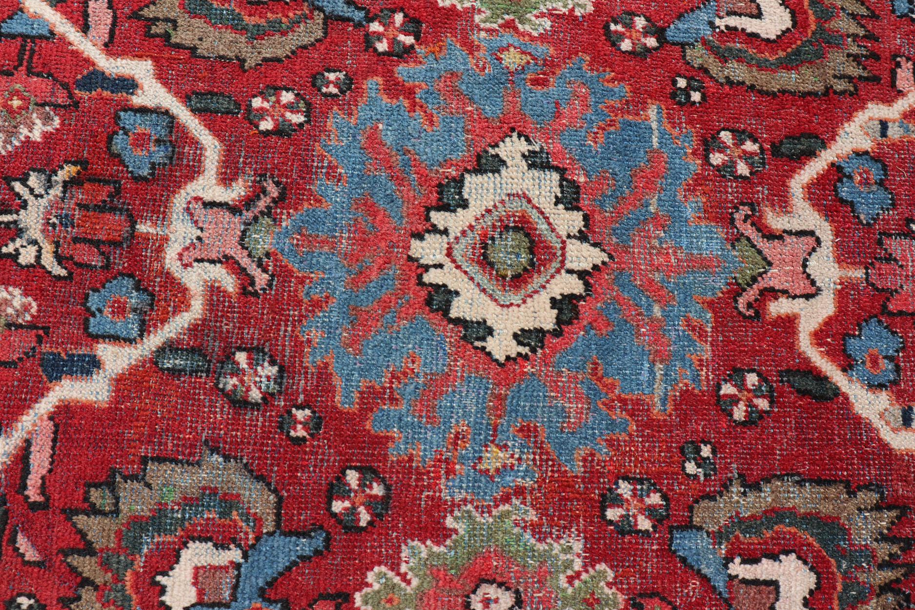 Hand-Knotted Large Antique Hand Knotted Persian Sultanabad-Mahal Rug with Medallion Design For Sale
