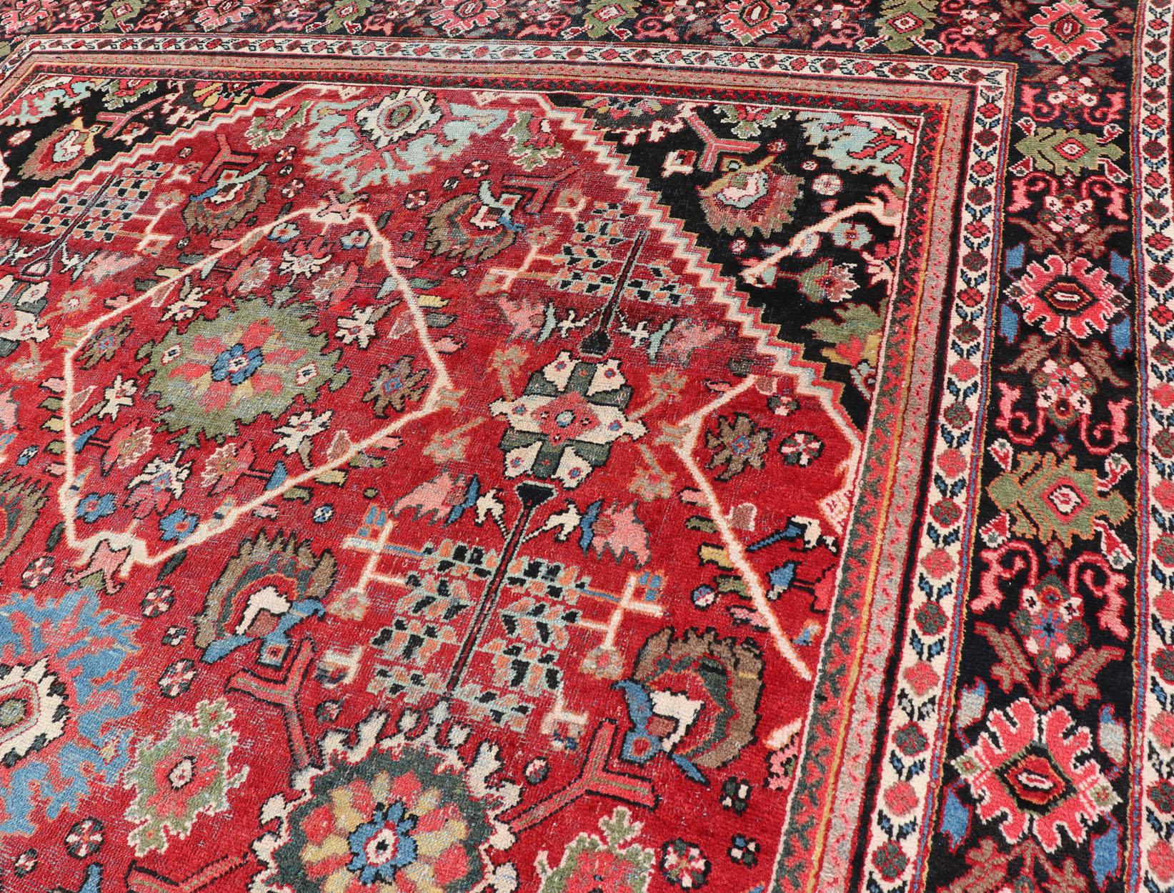 Large Antique Hand Knotted Persian Sultanabad-Mahal Rug with Medallion Design For Sale 1