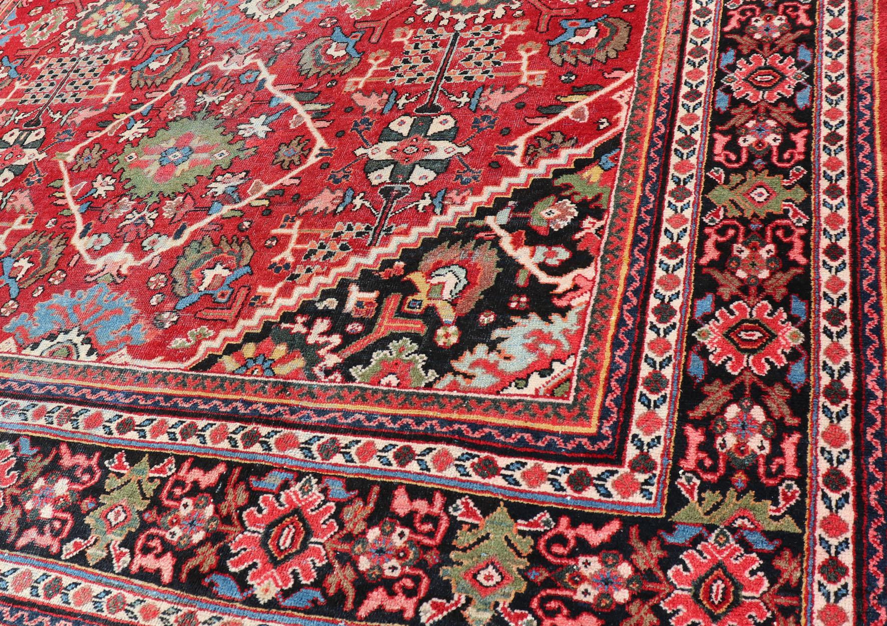 Großer antiker handgeknüpfter persischer Sultanabad-Mahal-Teppich mit Medaillonmuster im Angebot 1
