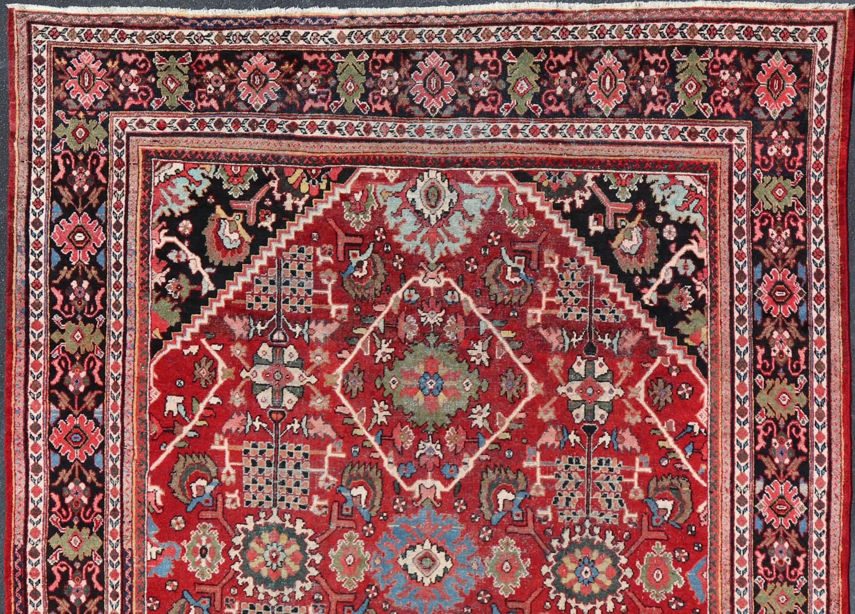 Großer antiker handgeknüpfter persischer Sultanabad-Mahal-Teppich mit Medaillonmuster im Angebot 2
