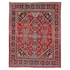Large Antique Hand Knotted Persian Sultanabad-Mahal Rug with Medallion Design