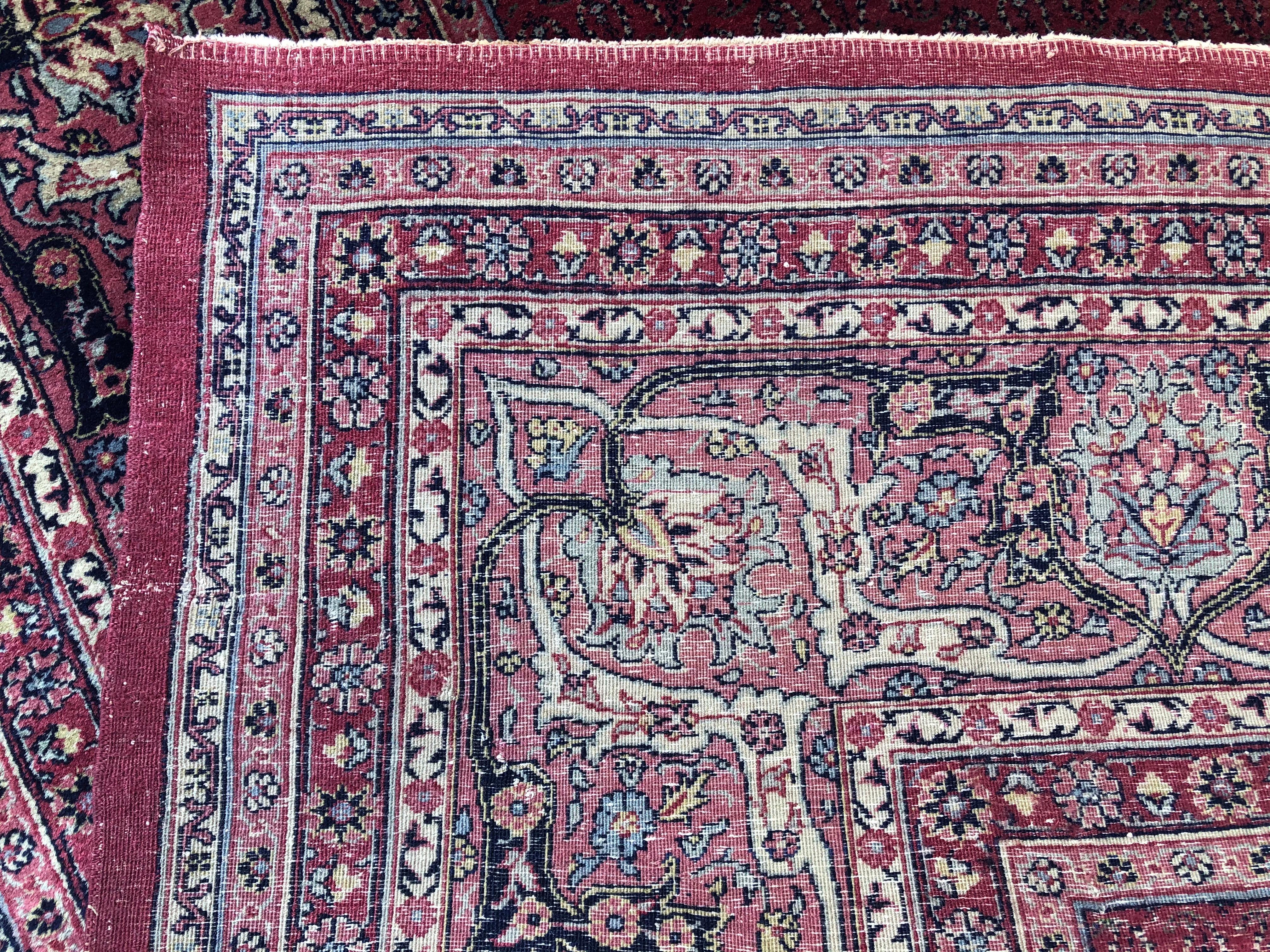 Großer antiker handgeknüpfter Senneh-Teppich aus Seide und Wolle (Art déco) im Angebot