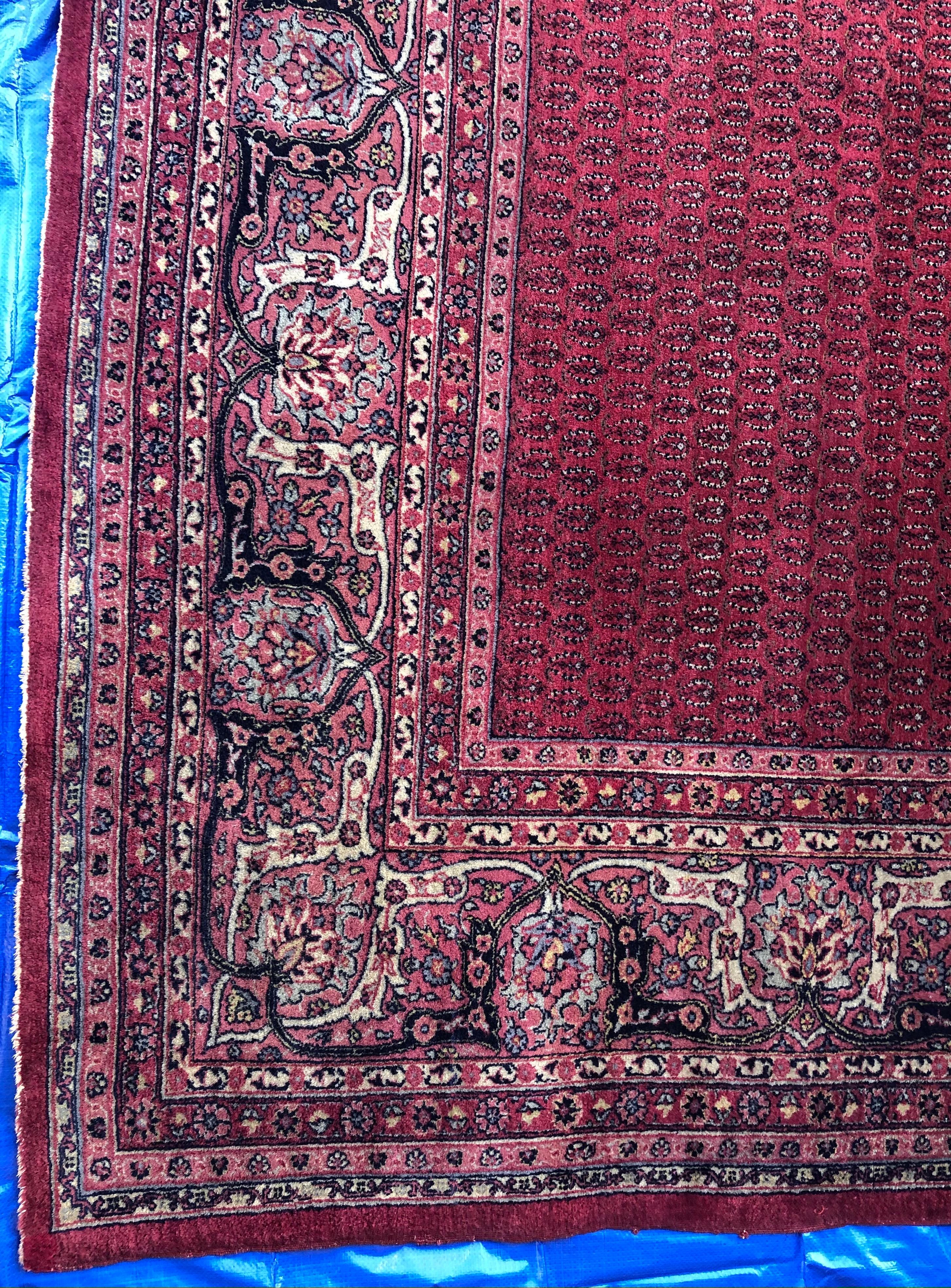 Großer antiker handgeknüpfter Senneh-Teppich aus Seide und Wolle (Kaukasisch) im Angebot