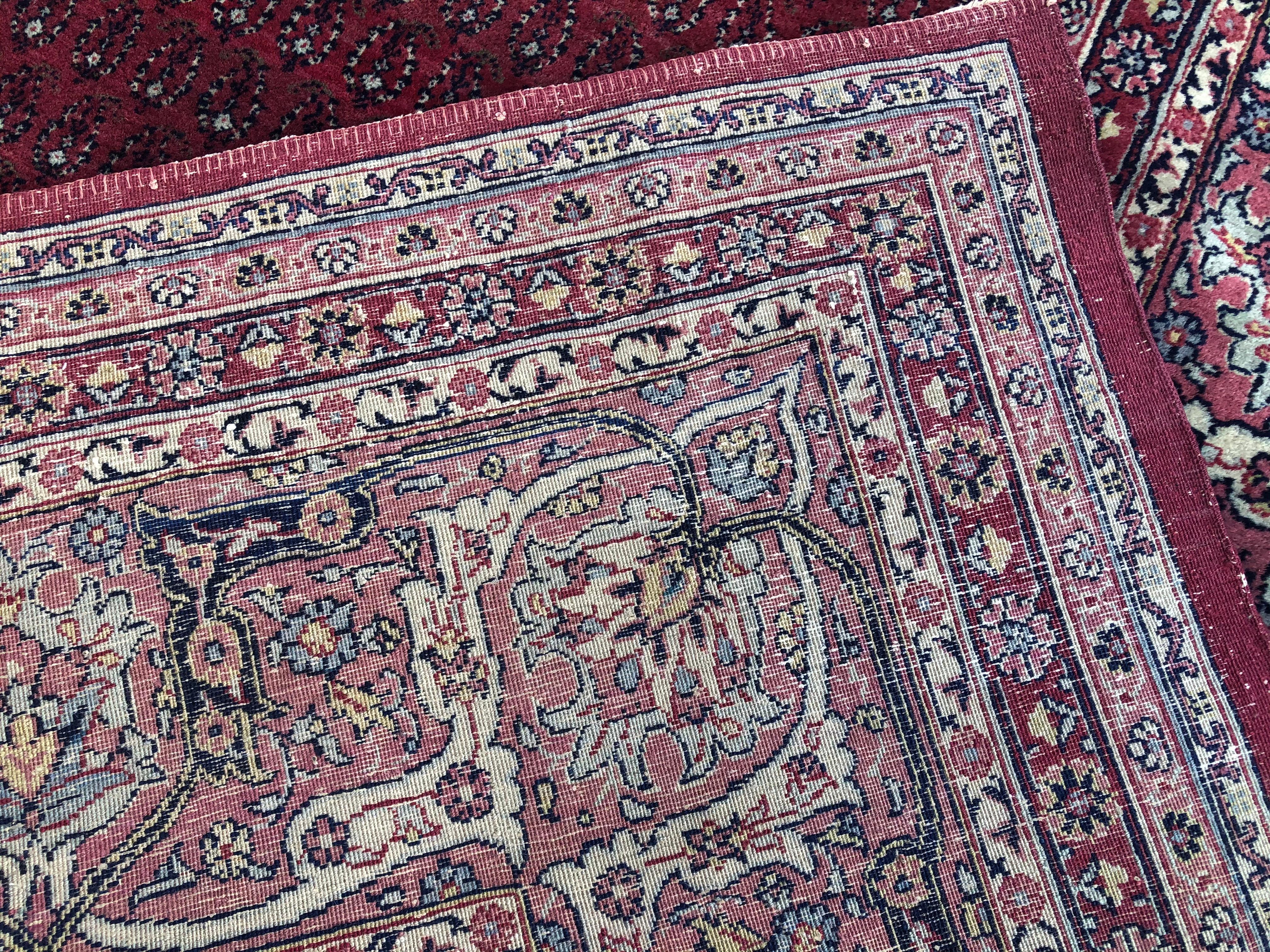 Großer antiker handgeknüpfter Senneh-Teppich aus Seide und Wolle (Pflanzlich gefärbt) im Angebot