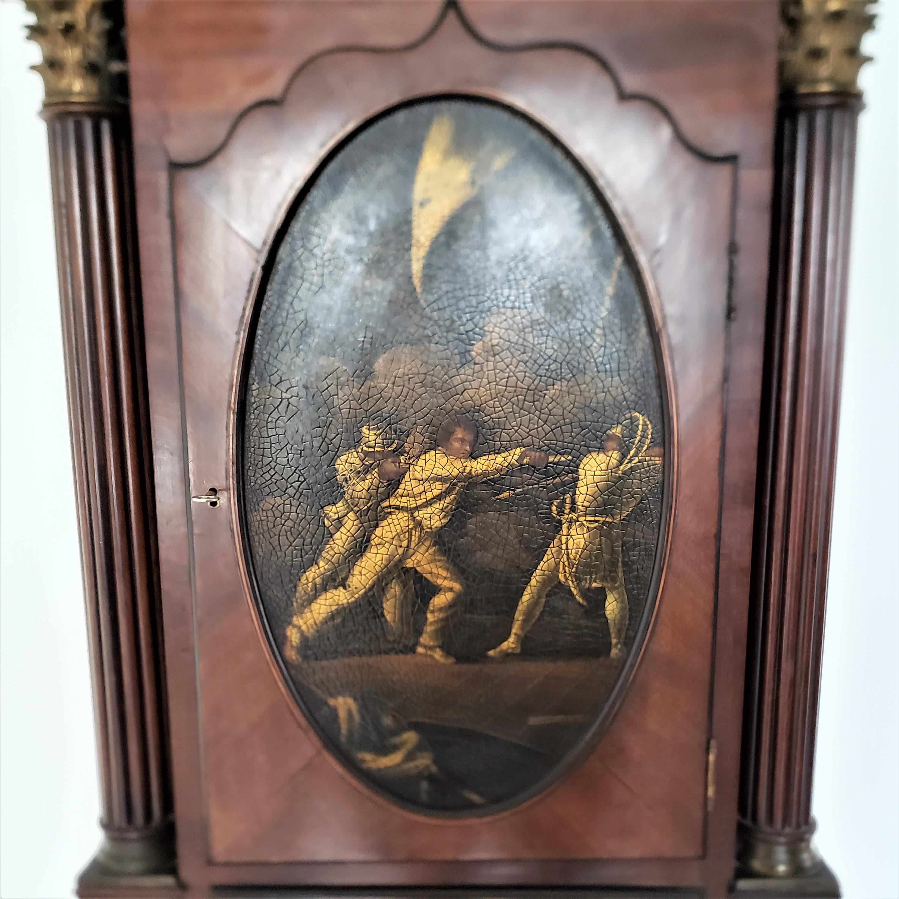 Grande horloge ancienne de grand-père anglaise peinte à la main commémorant Lord Nelson en vente 1