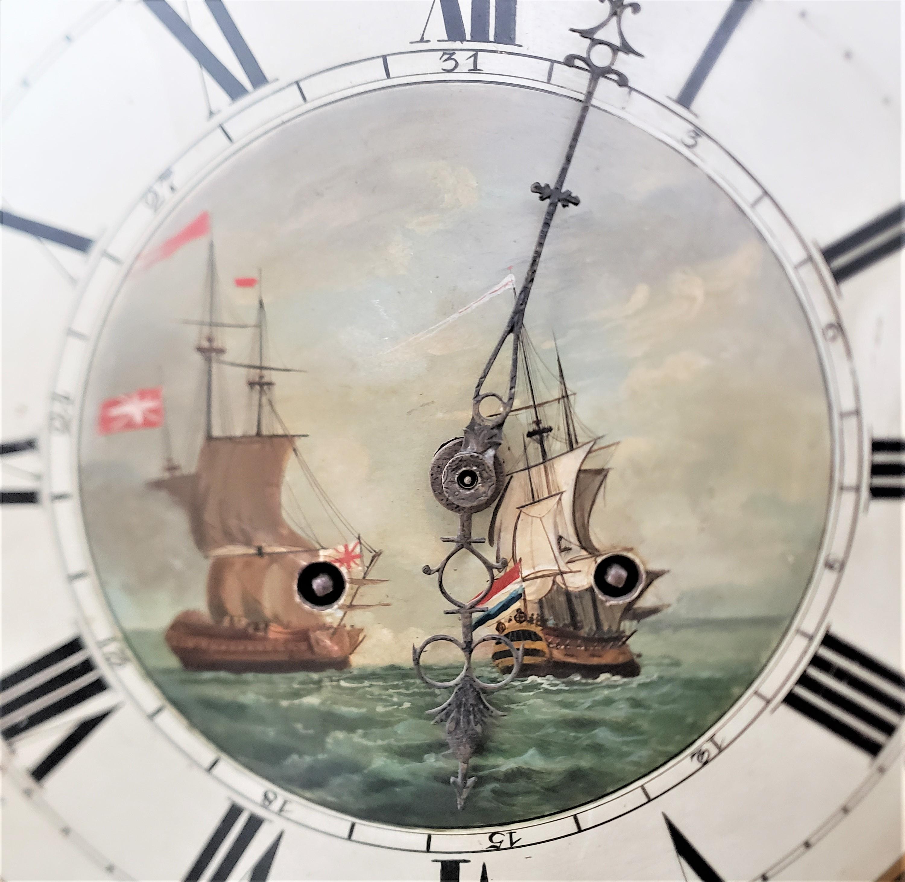 George III Grande horloge ancienne de grand-père anglaise peinte à la main commémorant Lord Nelson en vente
