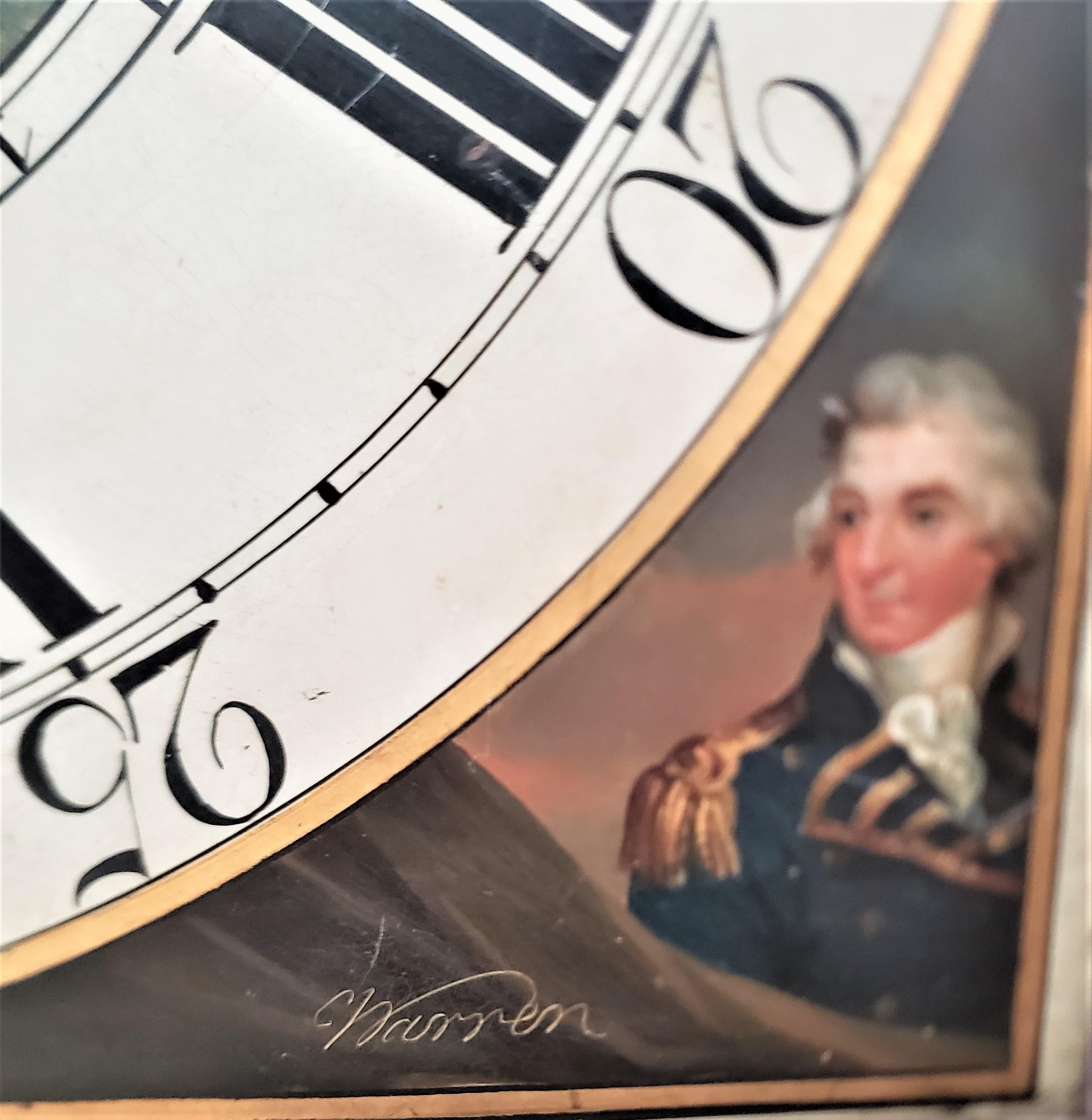 Large Antique Hand-Painted English Grandfather Clock Commemorating Lord Nelson In Good Condition For Sale In Hamilton, Ontario