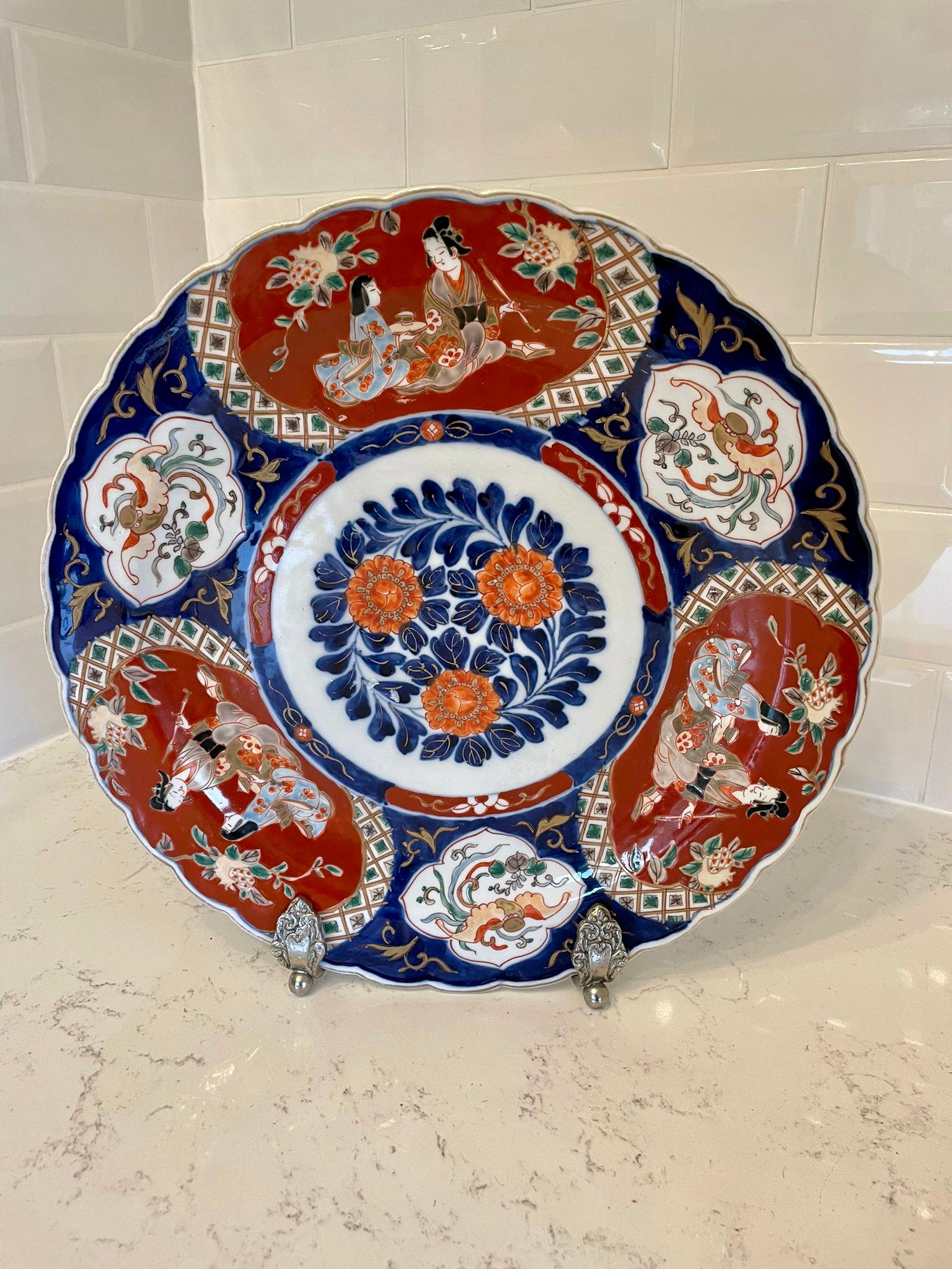 Large Antique Hand Painted Japanese Imari Charger 2