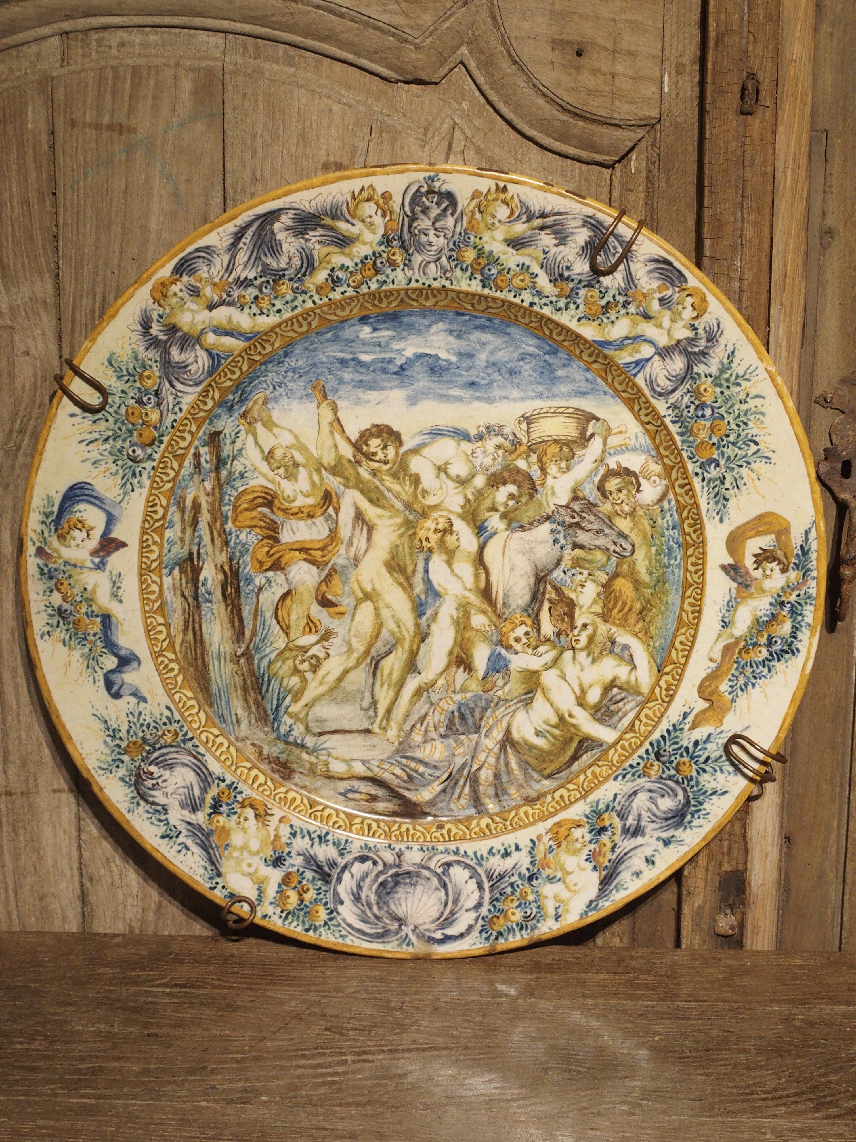 Large Antique Hand Painted Majolica Platter from Italy, circa 1860 8
