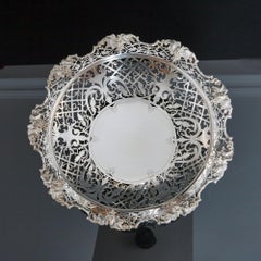 Large Antique Hand-Pierced Silver Basket