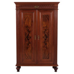 Large Antique Hand-Polished Walnut Cabinet with Carved Details, 1880s