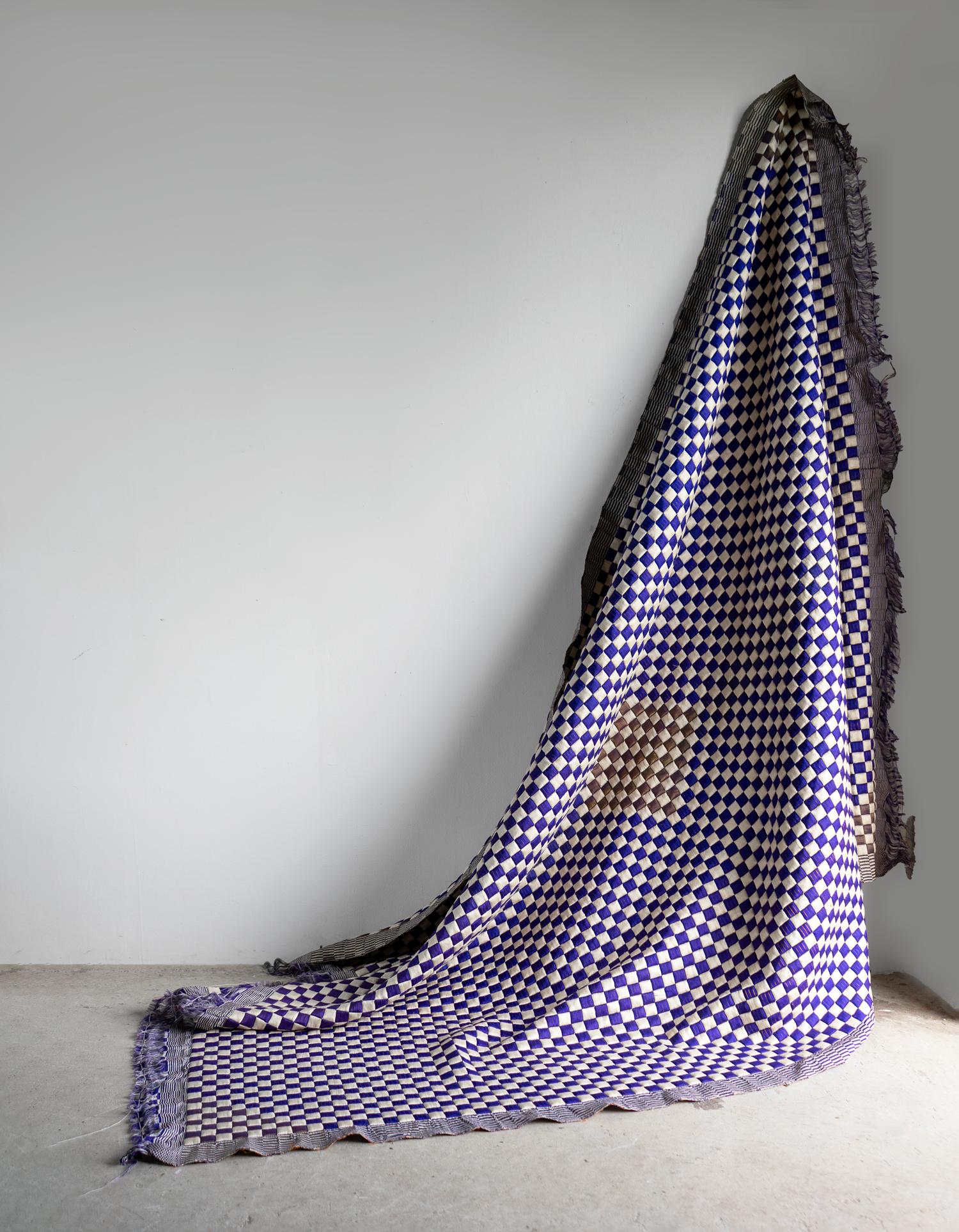 Grande courtepointe ancienne cousue à la main, design en damier, début du 20ème siècle Bon état - En vente à Bristol, GB