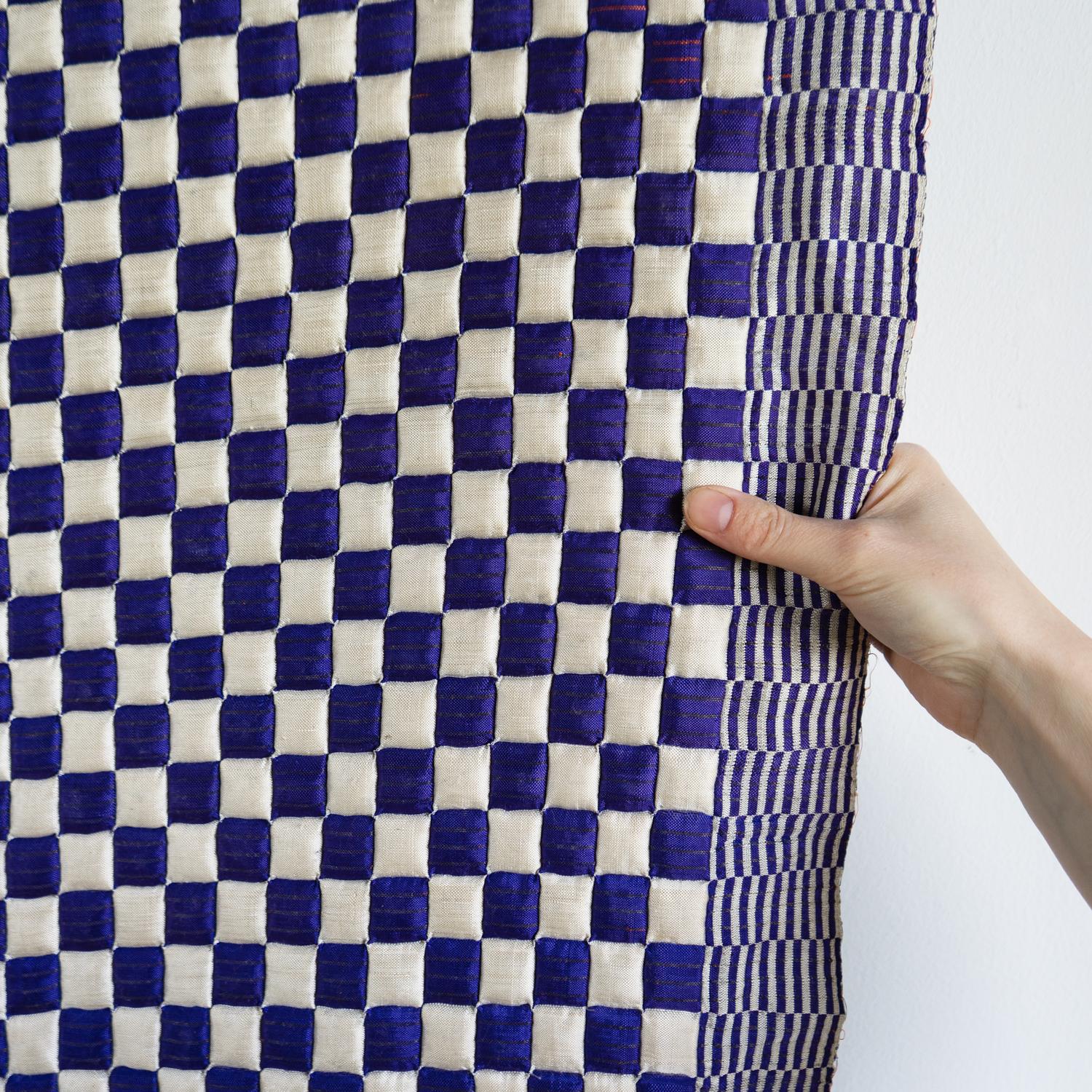 Grande courtepointe ancienne cousue à la main, design en damier, début du 20ème siècle en vente 3