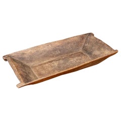 Large Antique Handled Wood Dough Bowl