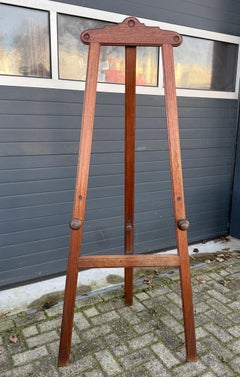 Large Antique Handmade Arts & Crafts Floor Easel / Artist Display Stand c. 1900