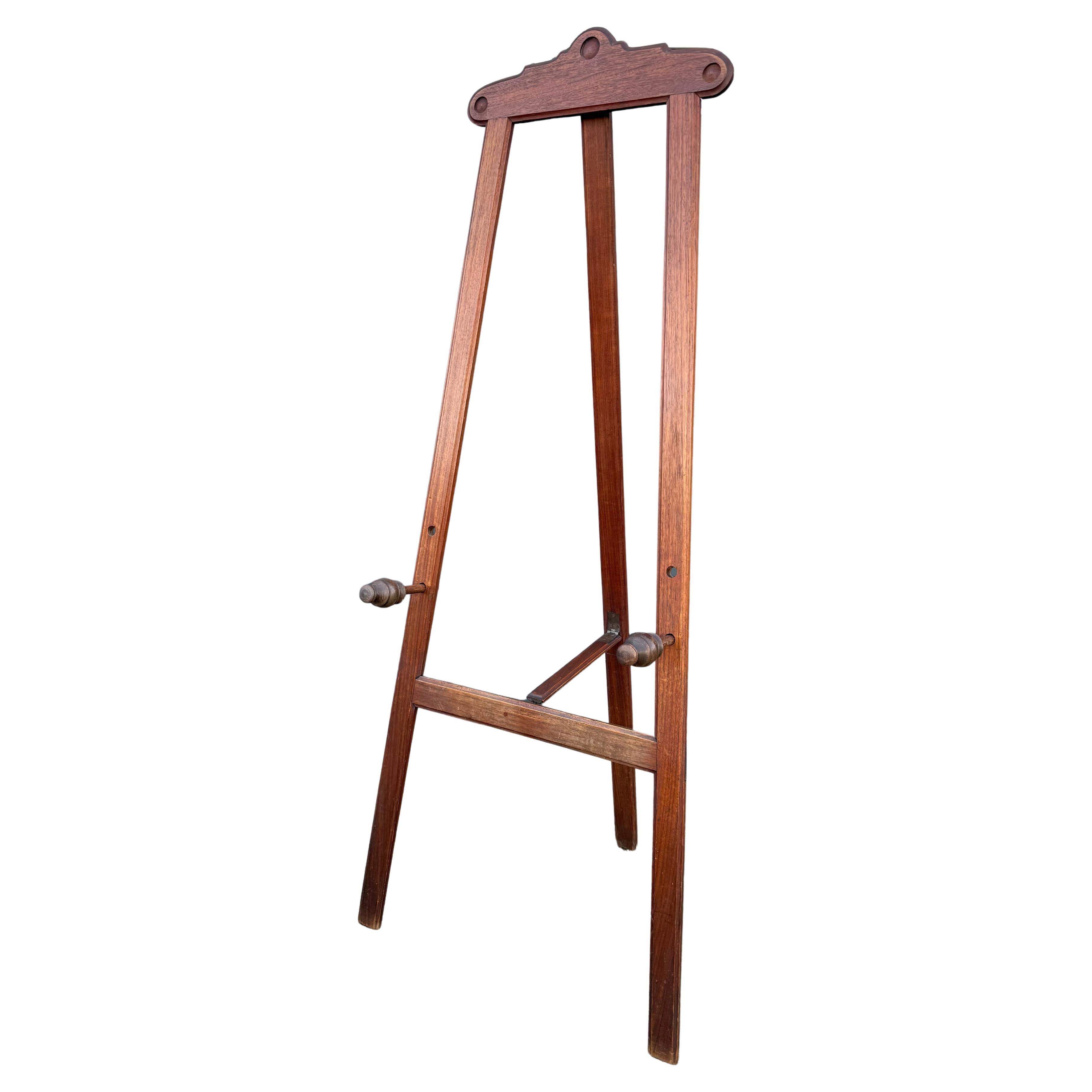 Gran caballete de suelo artesanal antiguo / expositor de artista c. 1900