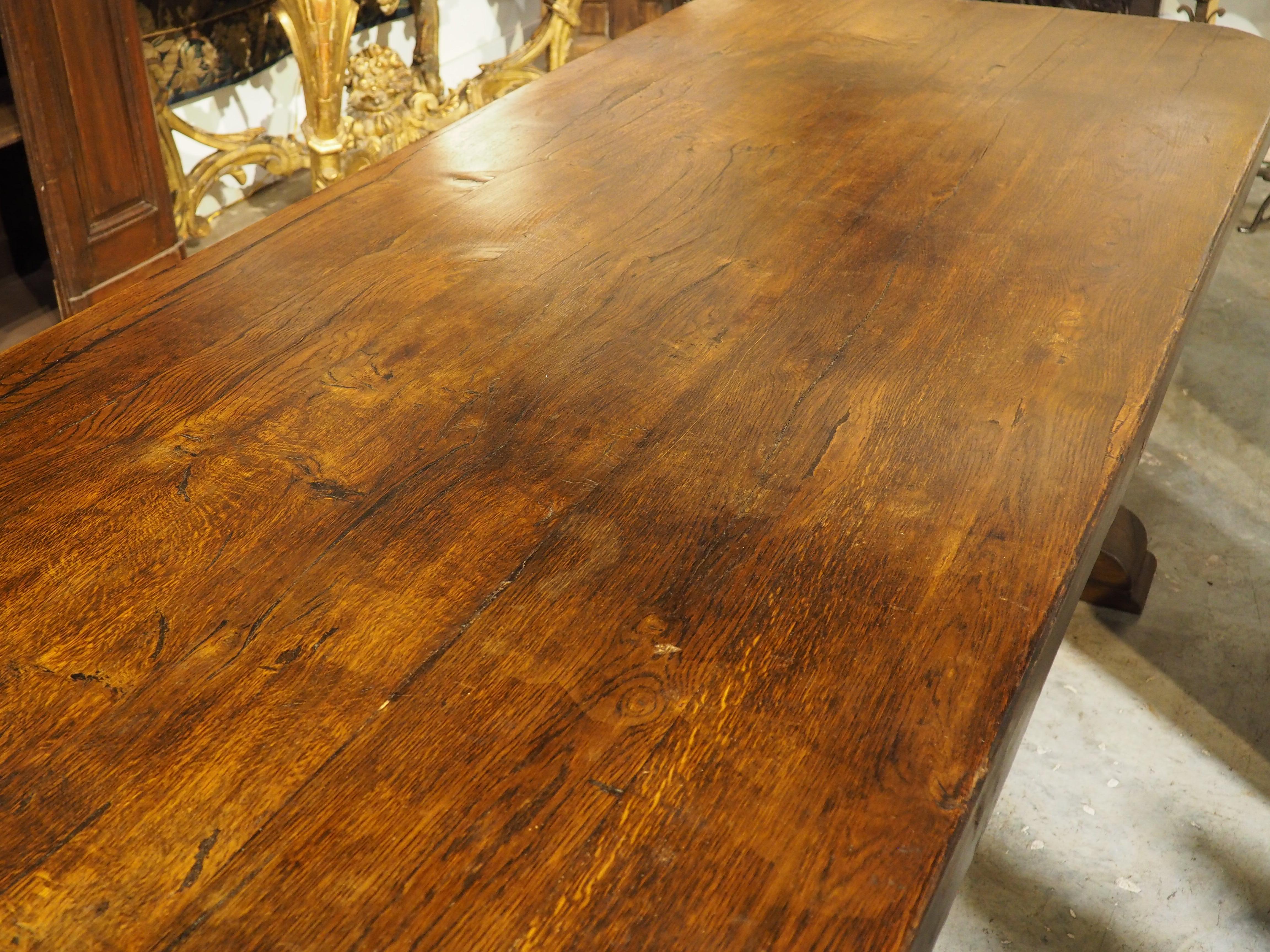 Hand-Carved Large Antique Heavy French Oak Dining Table, Circa 1900