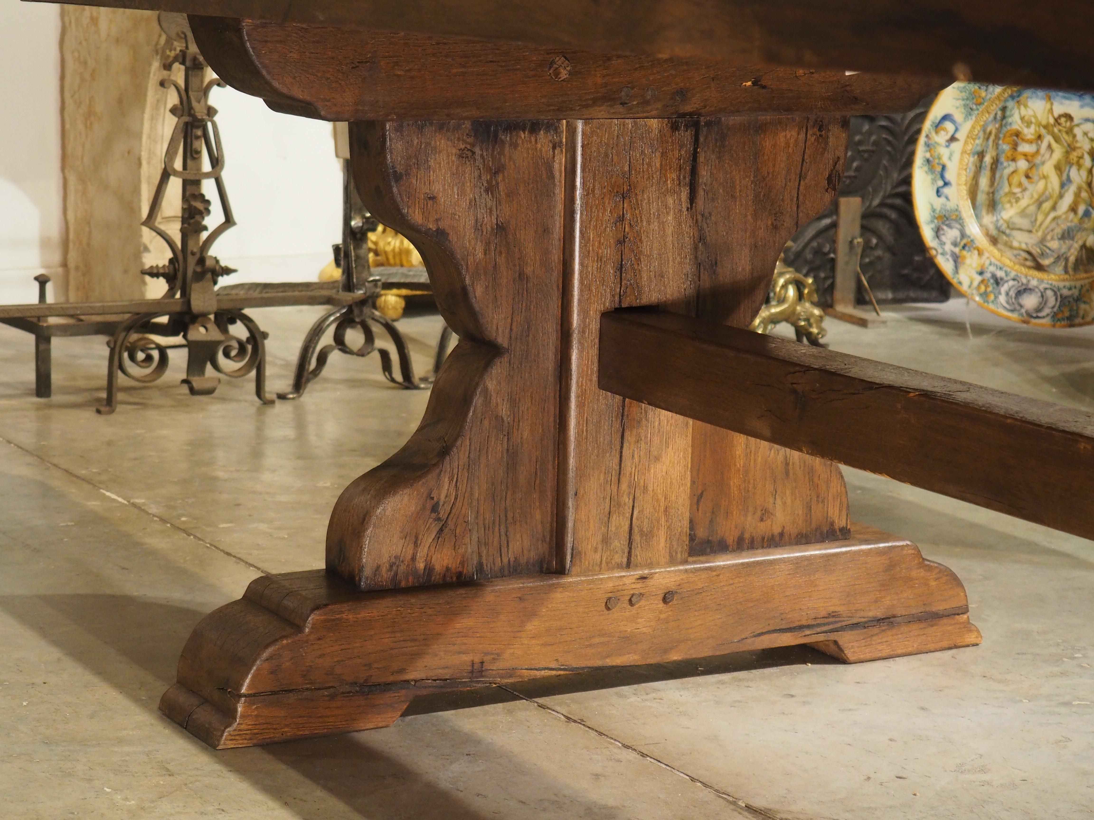 Large Antique Heavy French Oak Dining Table, Circa 1900 1