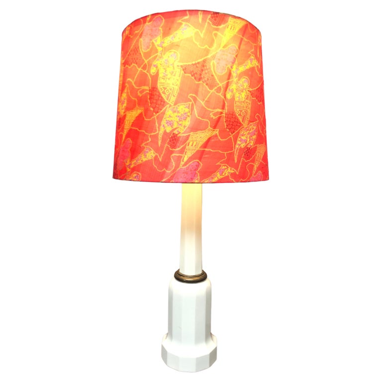 Large Antique Heiberg Ceramic Electrified Oil Table Lamp For Sale at