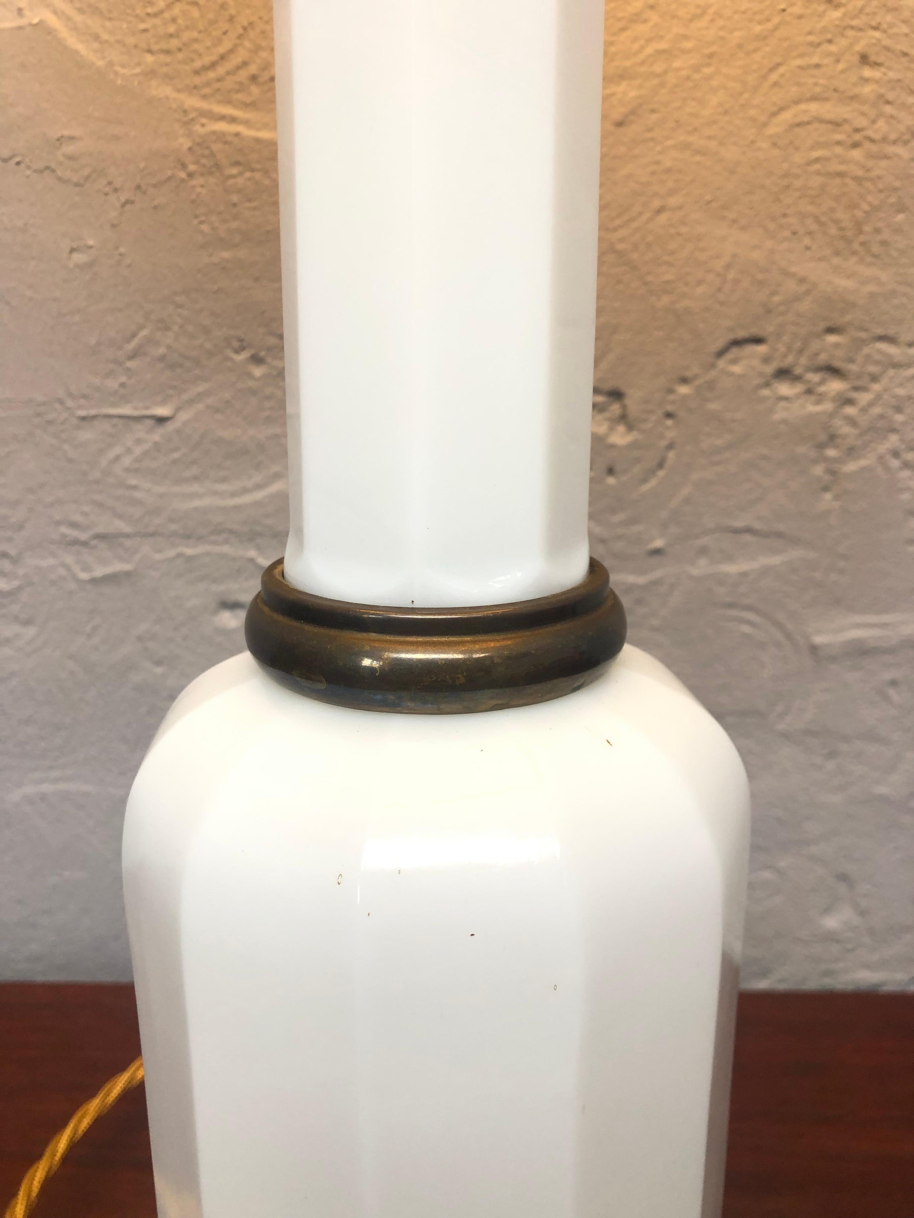 Hand-Crafted Large Antique Heiberg Opaline Glass Table Lamp from the 1920s For Sale