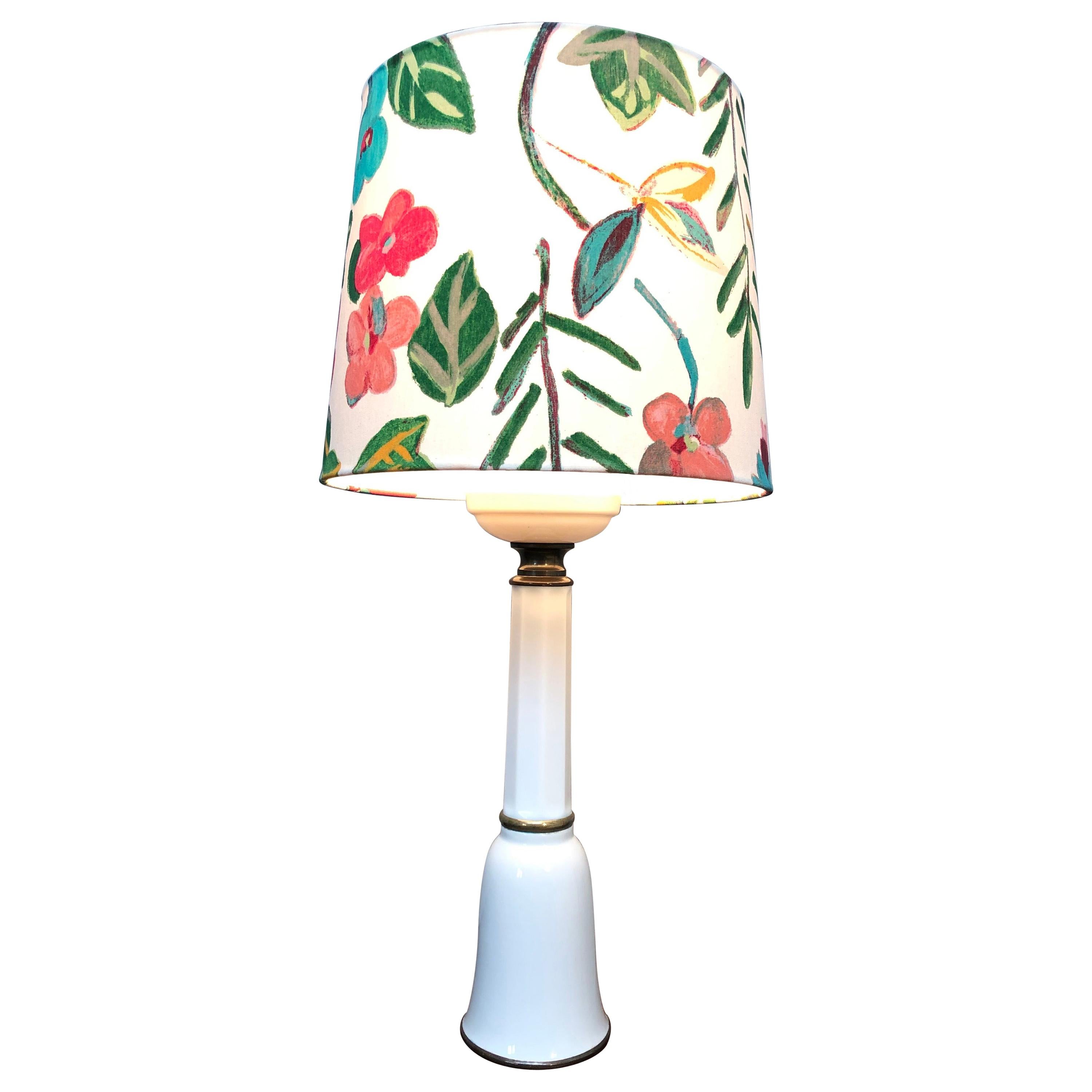 Large Antique Heiberg Porcelain Oil/Electric Table Lamp For Sale