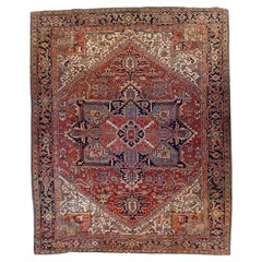 Large Antique Heriz Gorevan Persian Oriental Wool Rug, 135" x 109", Circa 1930